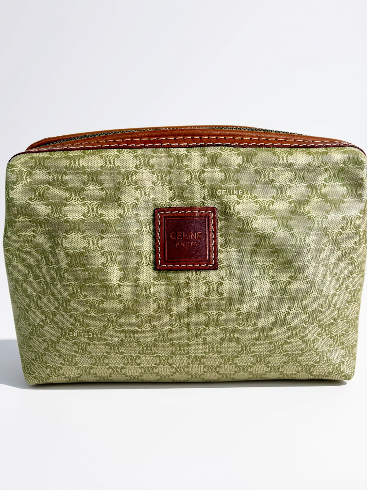 Vintage Celine Cosmetic Pouch Beige, close up