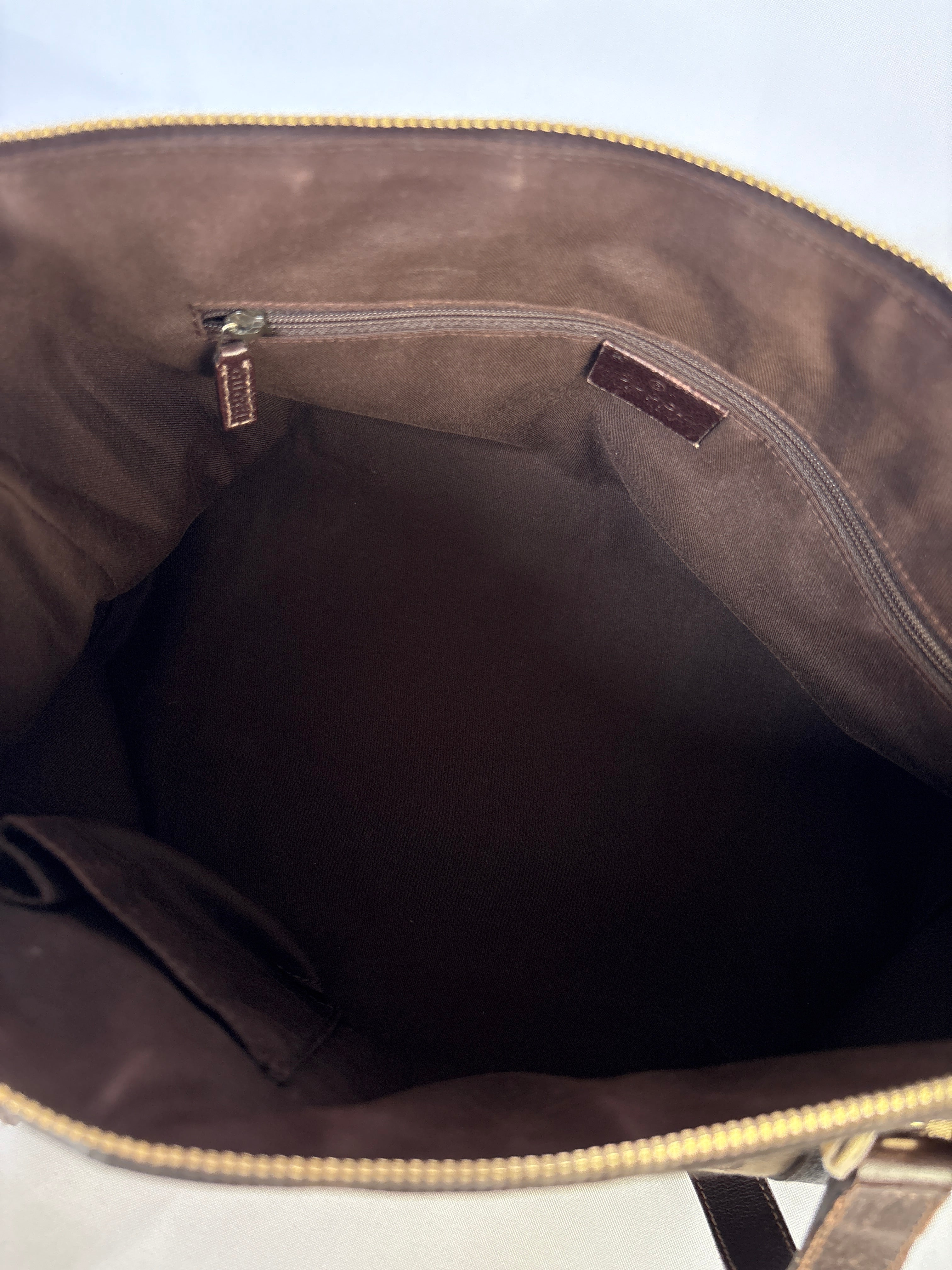 Gucci Abbey Monogram Tote beige GG canvas vintage binnenzijde schoon