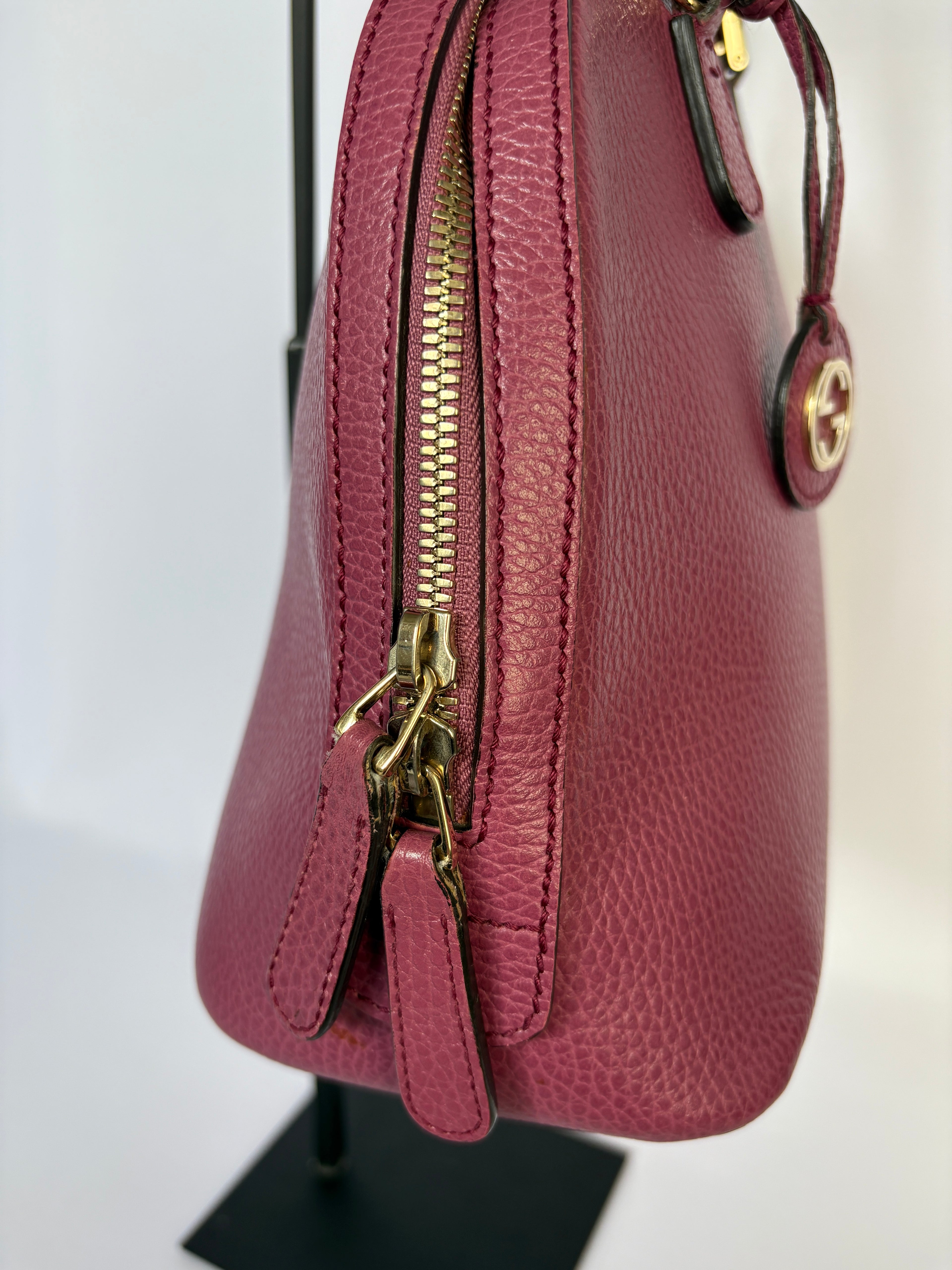 Gucci Lady Dollar Dome tas roze leer vintage designer gouden rits