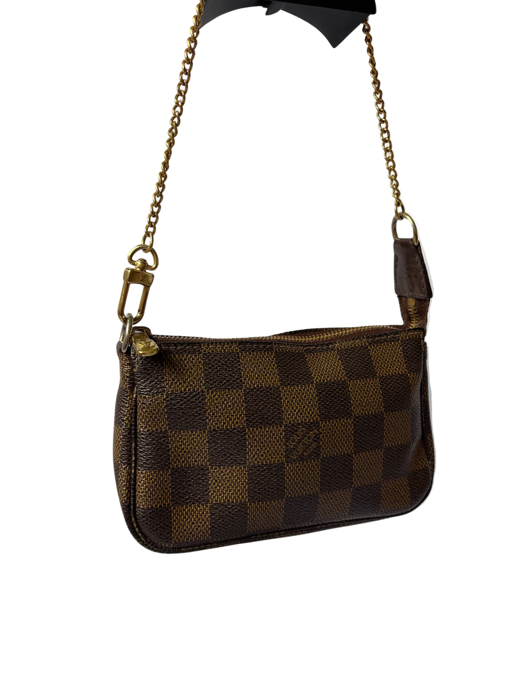 Vintage Louis Vuitton Mini Pochette Damier gouden hardware 