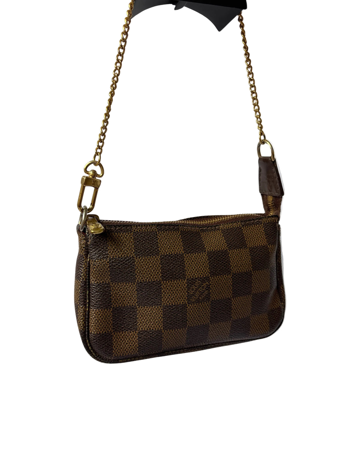 Vintage Louis Vuitton Mini Pochette Damier gouden hardware 