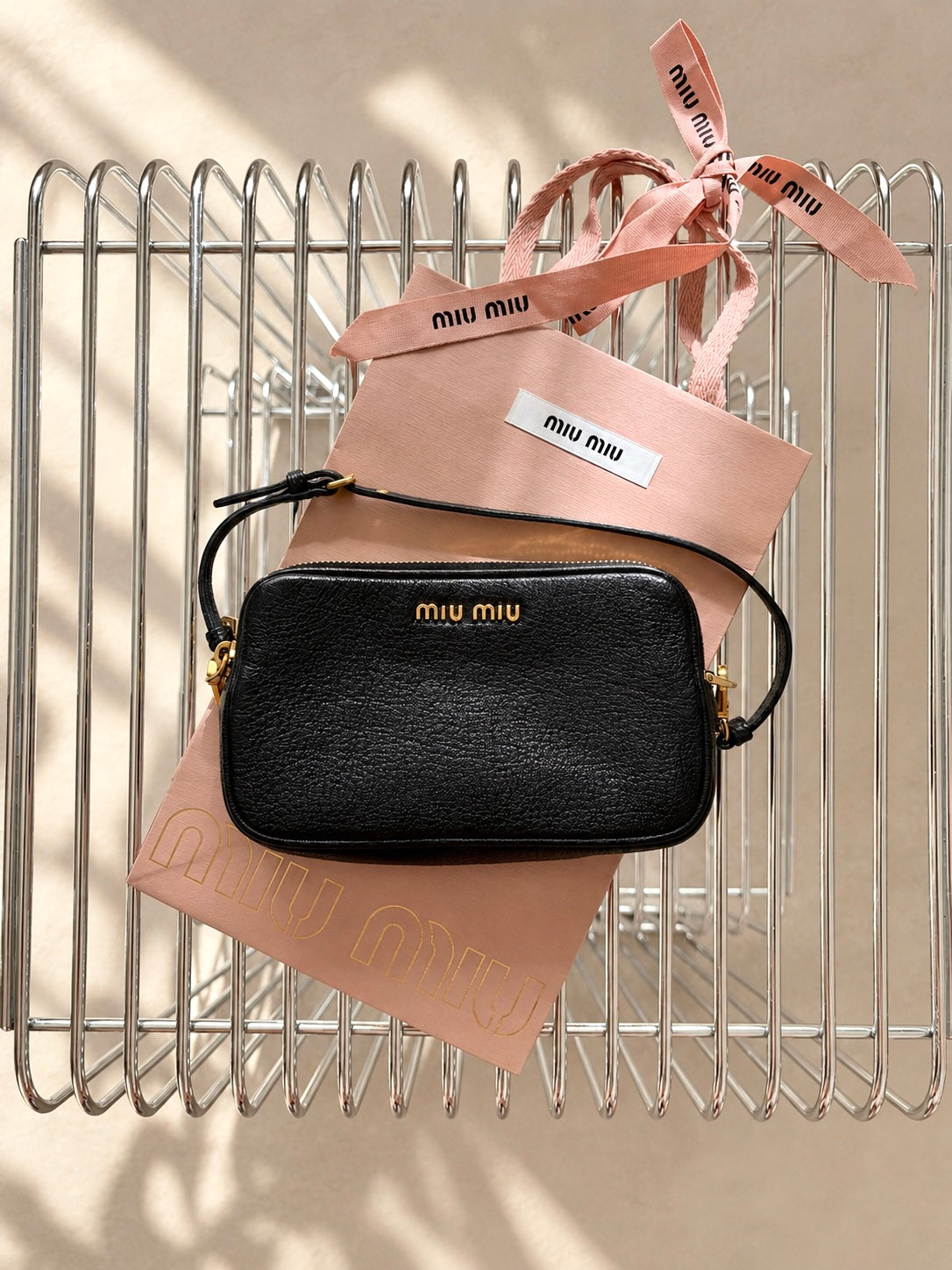 Miu Miu Madras Goatskin Double Zip Pochette