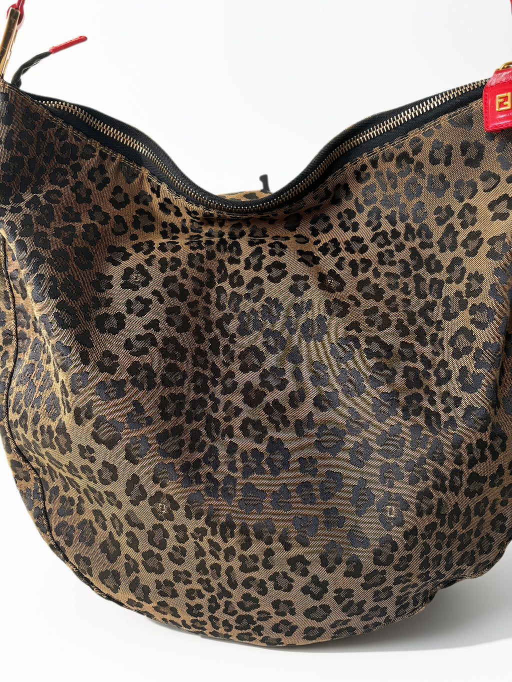 Pre-loved Fendi Leopard Canvas Hobo. Trésor de Lou