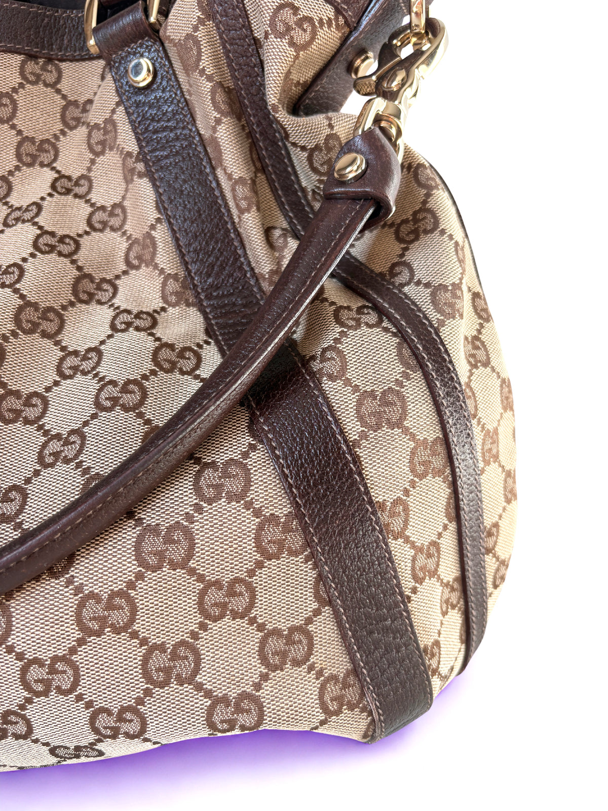 Gucci Convertible Monogram Abbey Hobo Tote