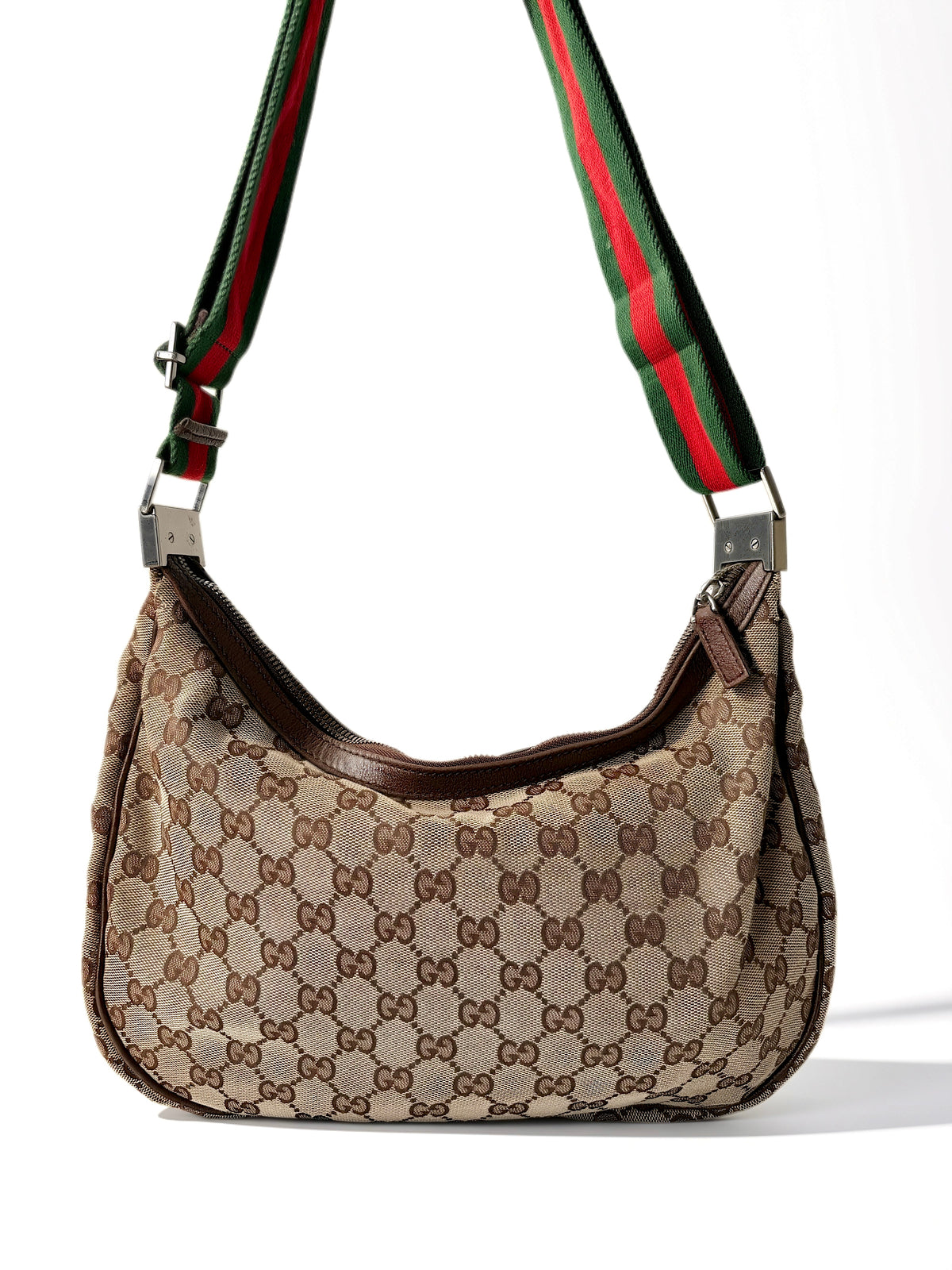 Pre-loved Gucci Crossbody, Sherry Line. Achterzijde 