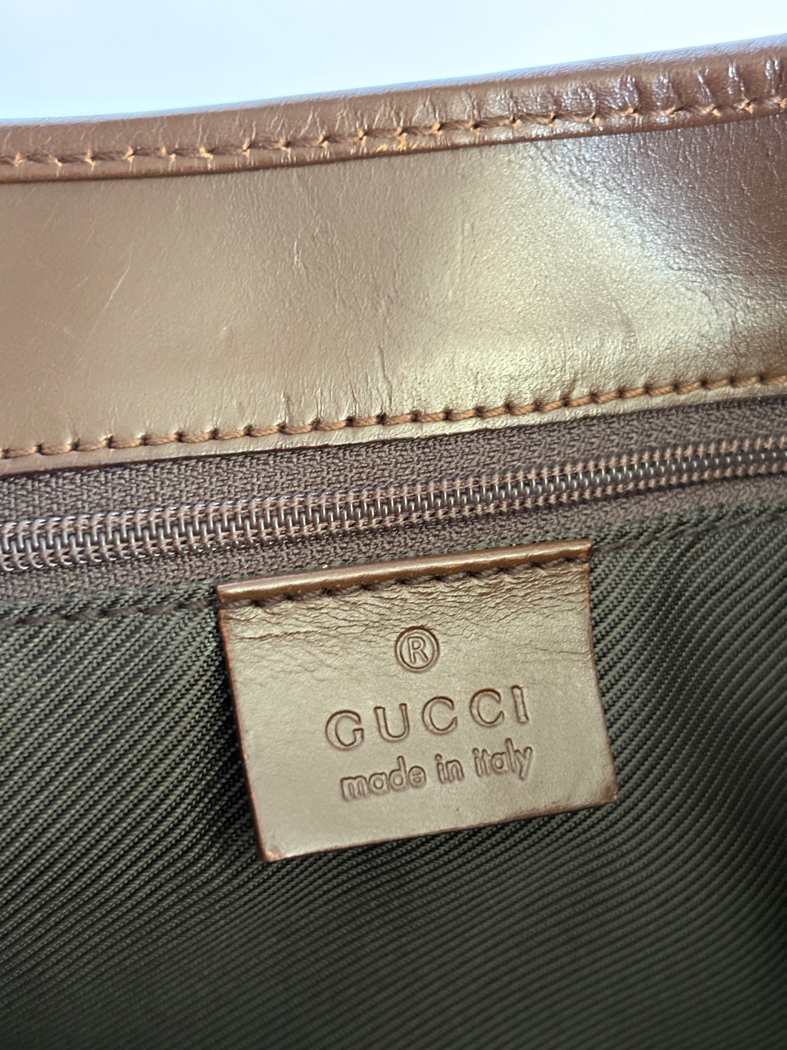 Gucci Jackie Bardot beige canvas handtas logo