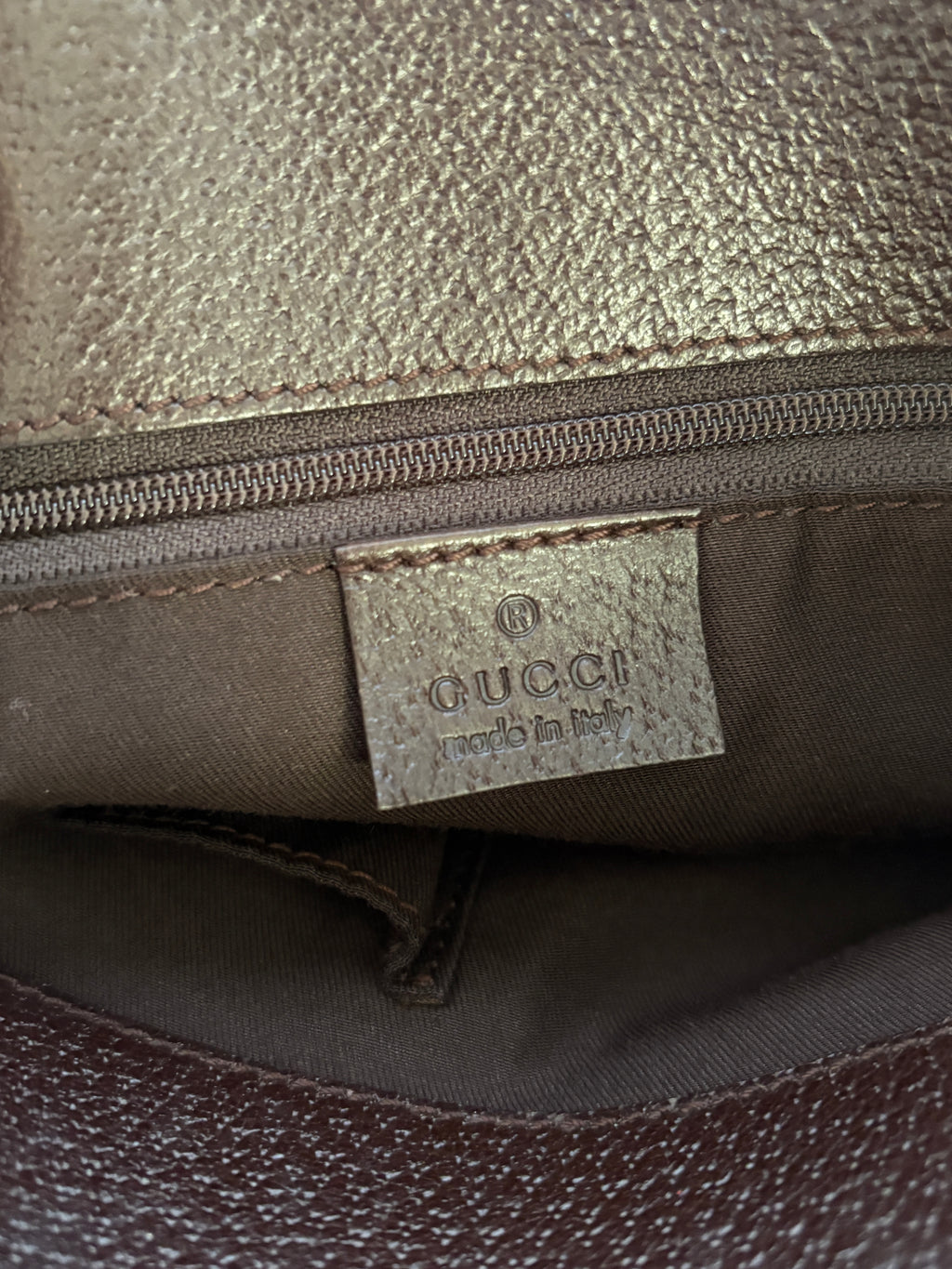 Gucci monogram tote bruin leer