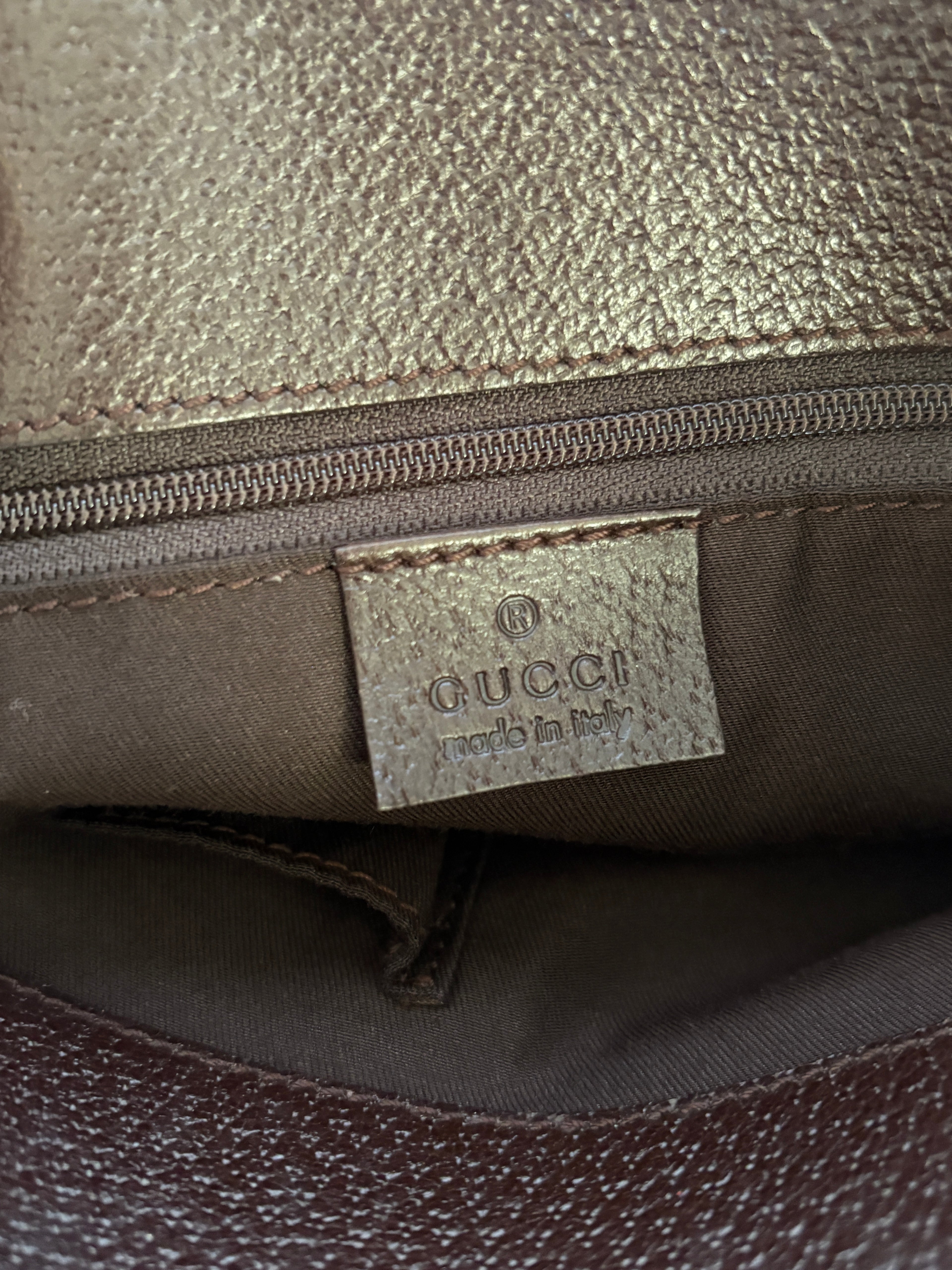 Gucci monogram tote bruin leer