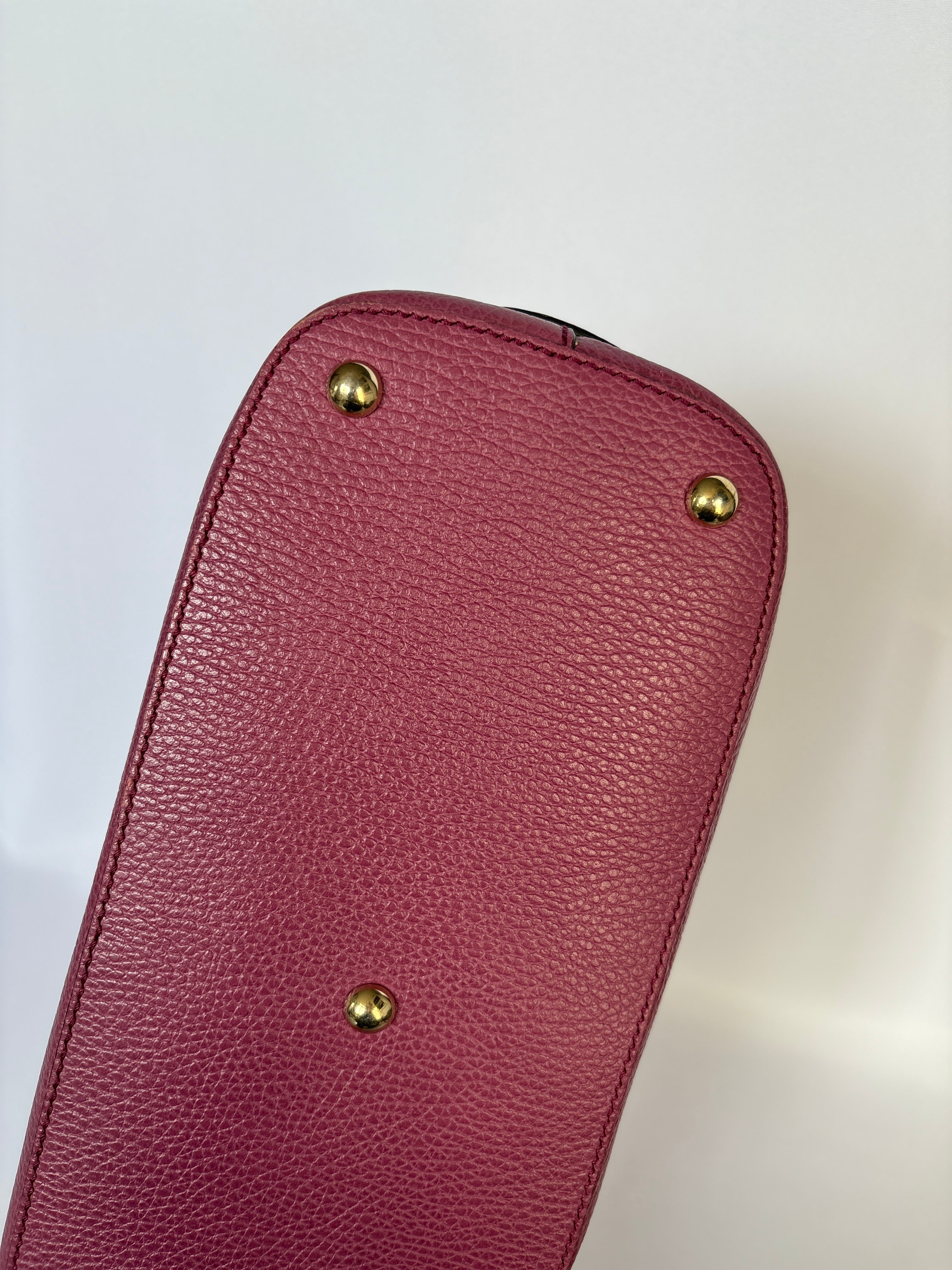 Gucci Lady Dollar Dome tas roze leer vintage designer onderzijde