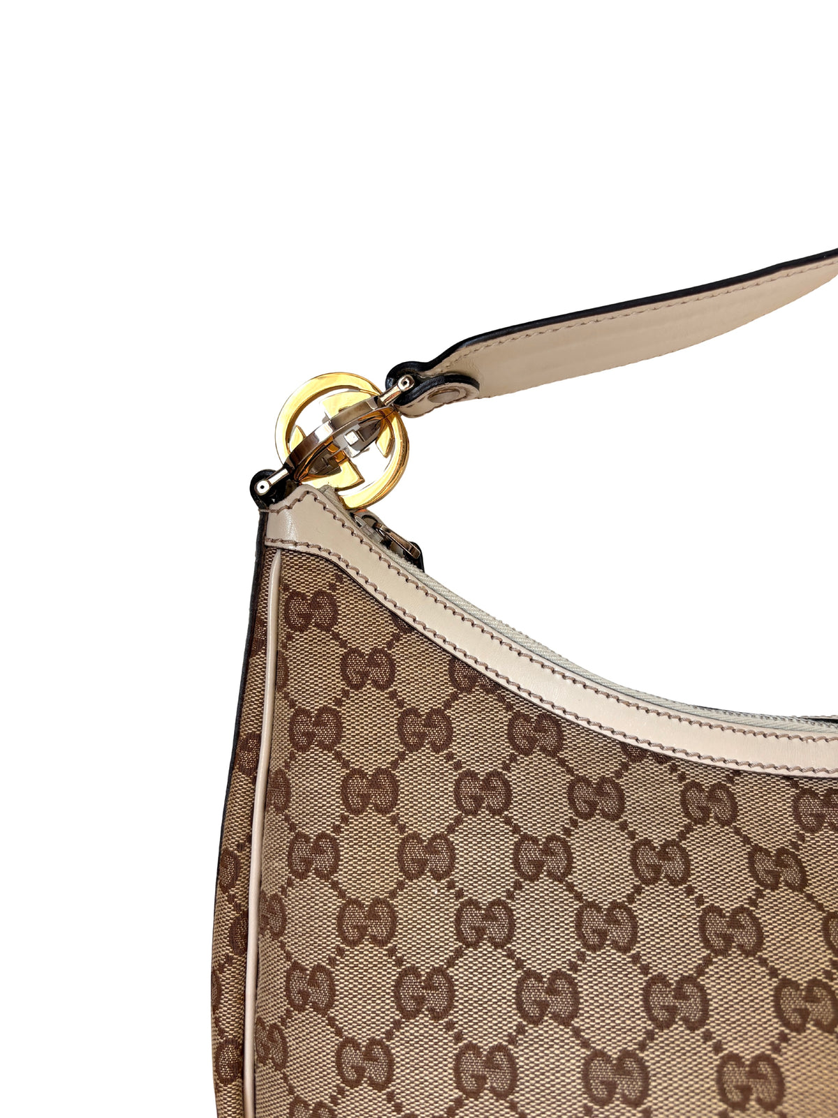 Pre-loved Gucci GG Monogram Canvas Twins Hobo close-up 