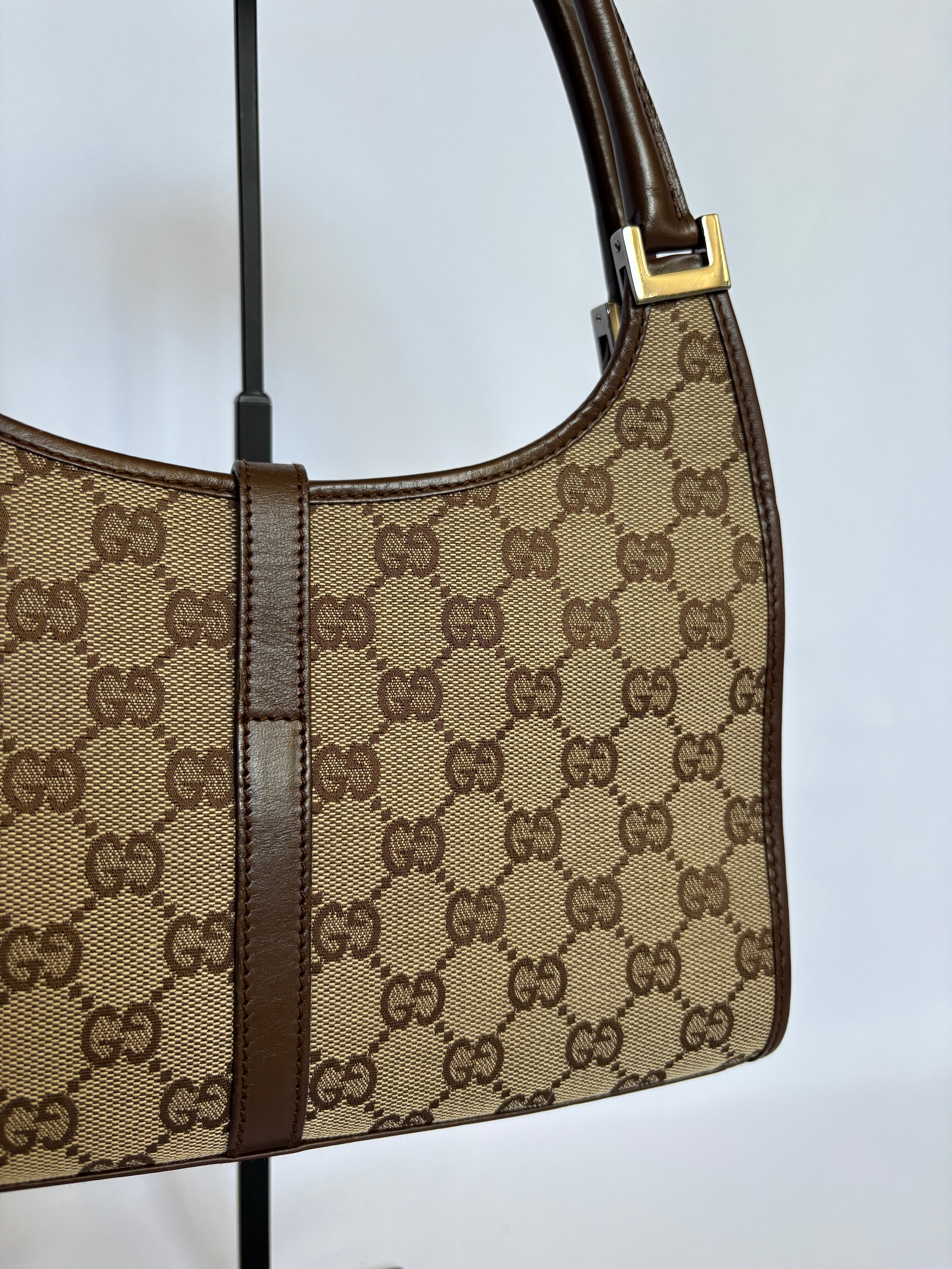 Gucci Jackie Bardot beige canvas handtas