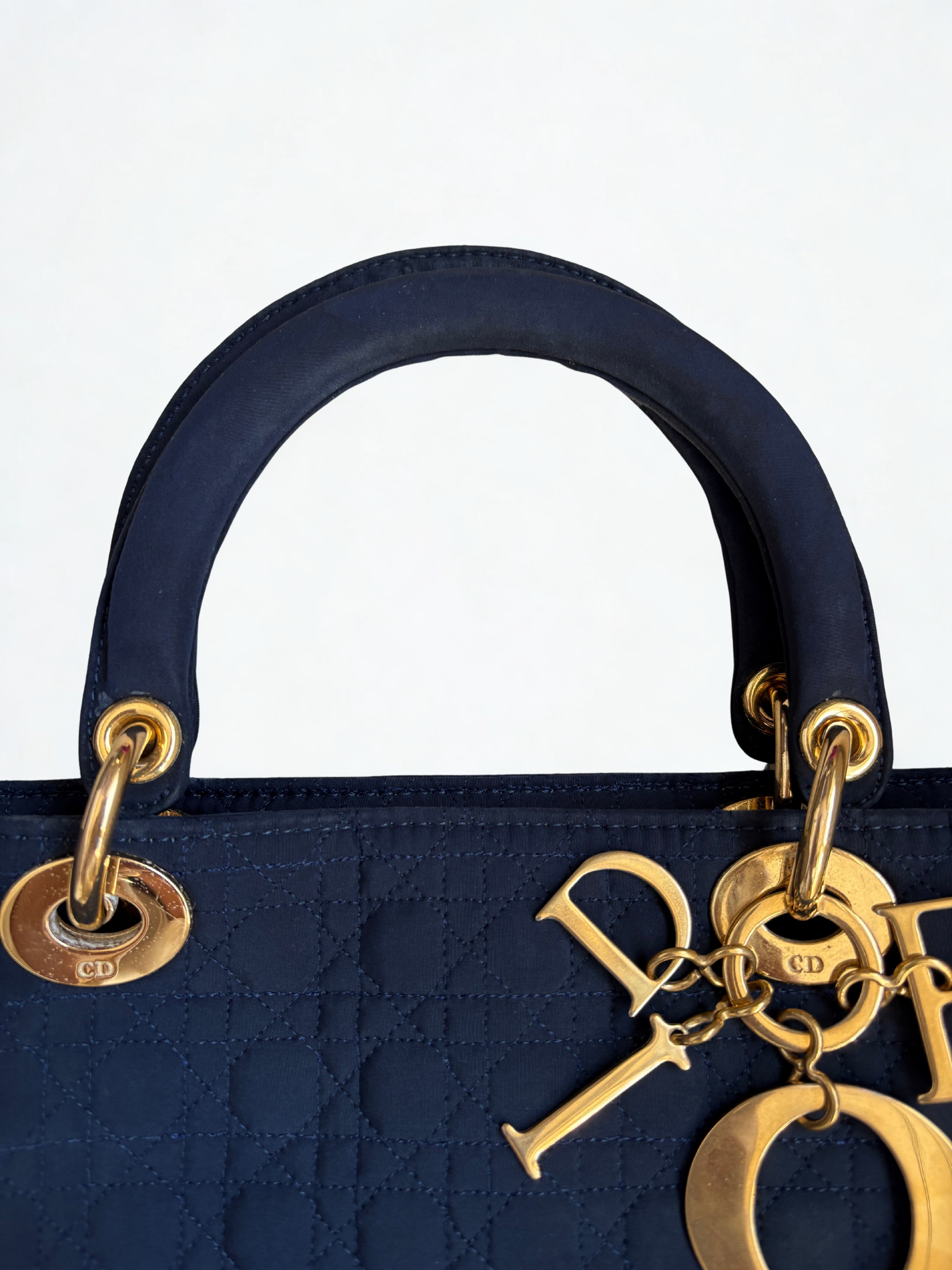 Lady Dior Medium Navy Nylon