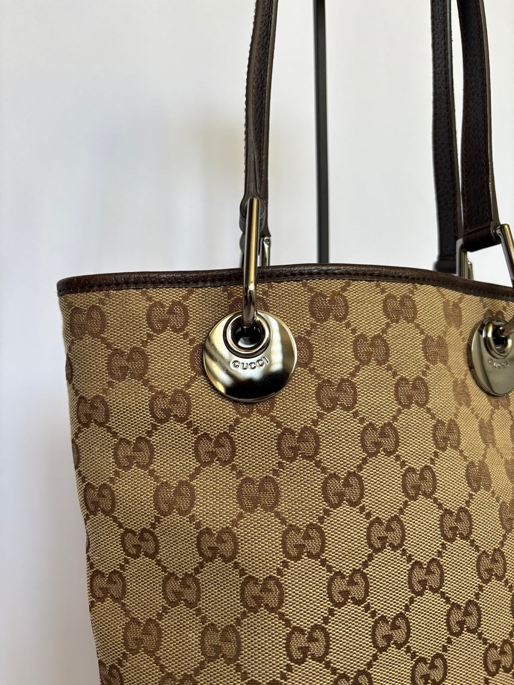 Gucci canvas tote zilveren sluiting