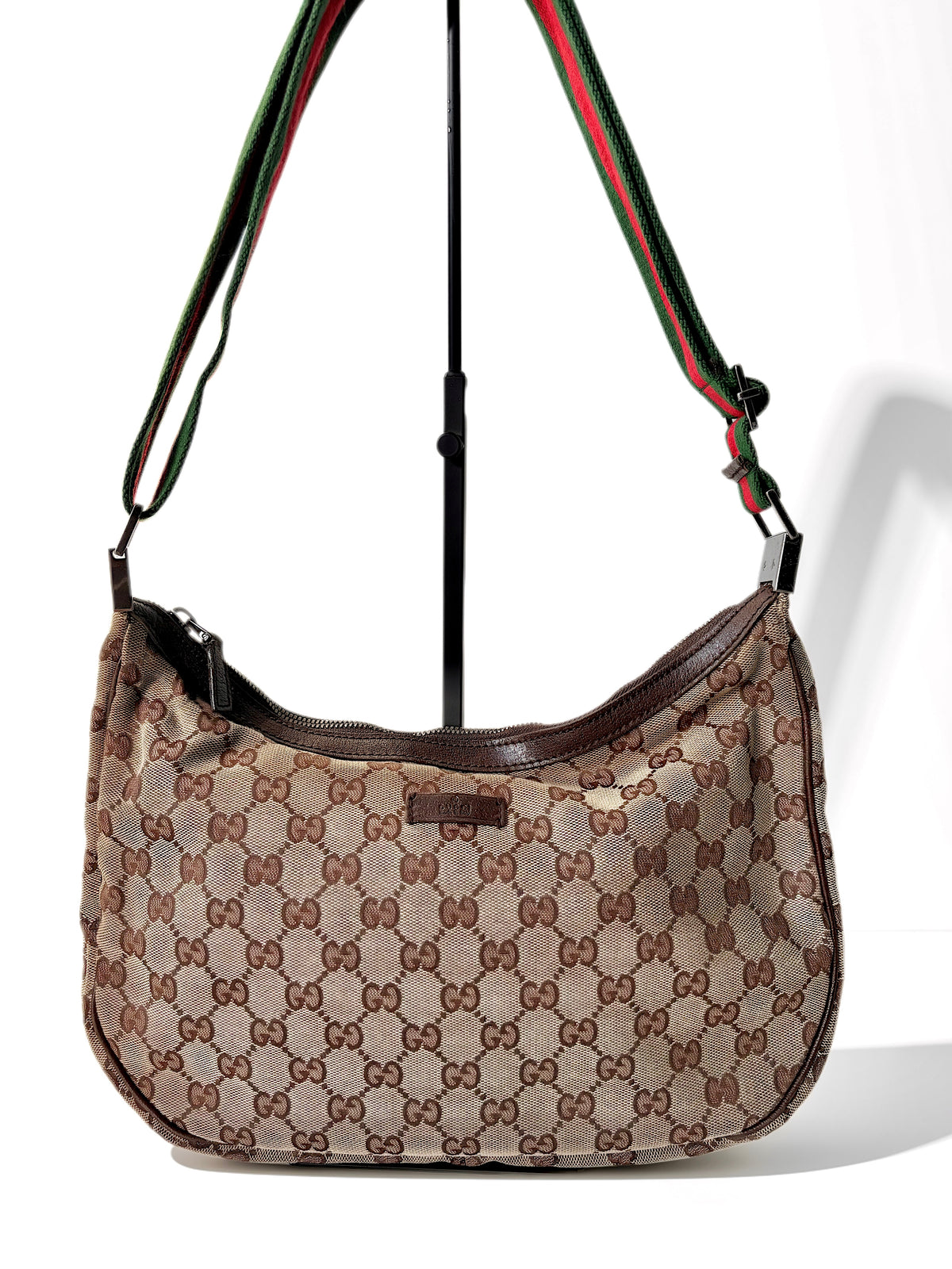 Vintage Gucci Sherry Crossbody. GG Monogram Beige Canvas