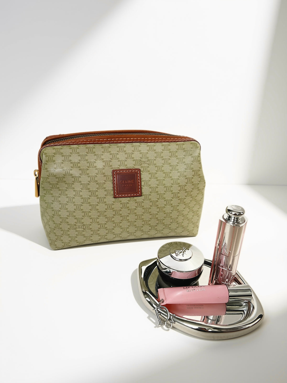 Celine Cosmetic Pouch Beige, make up designer toilettas