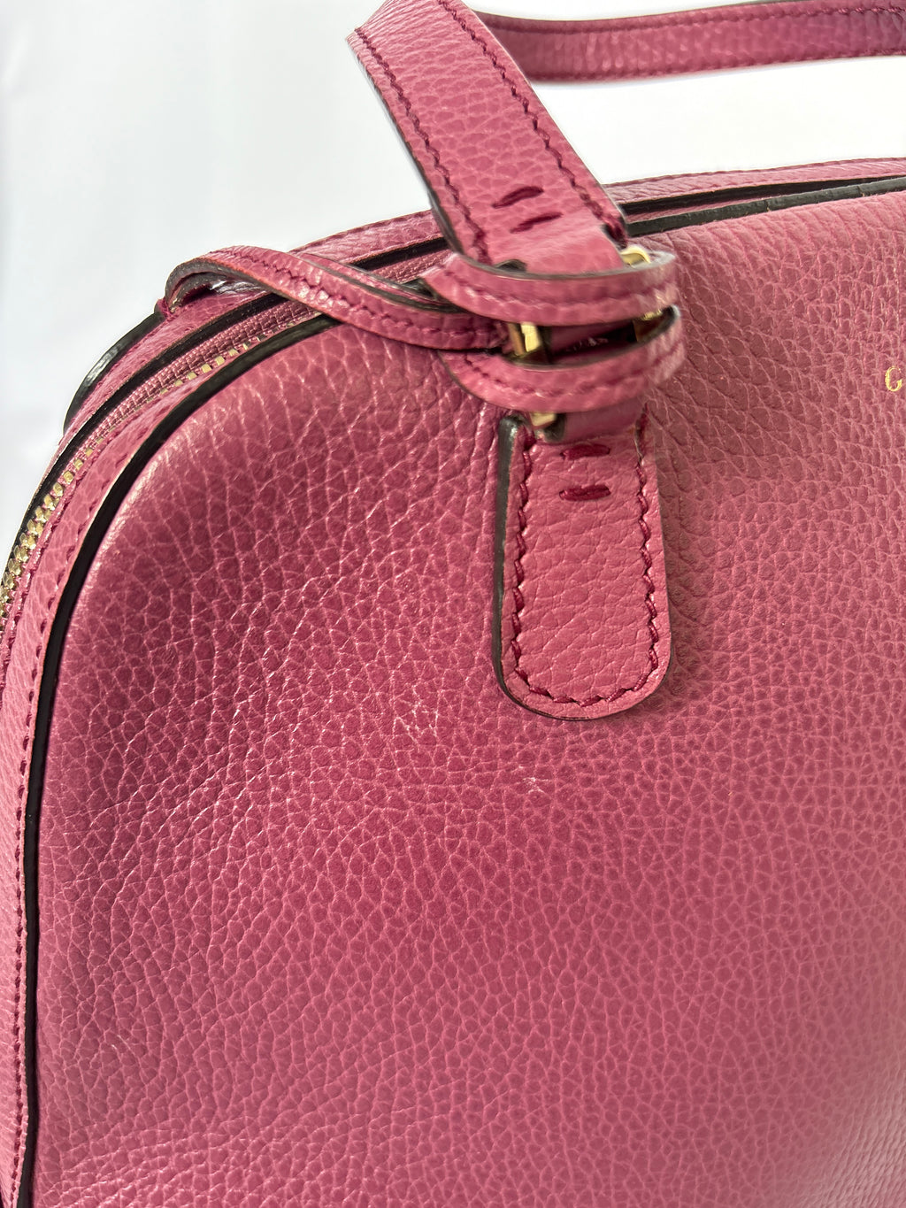Gucci Lady Dollar Dome tas roze leer vintage designer close up