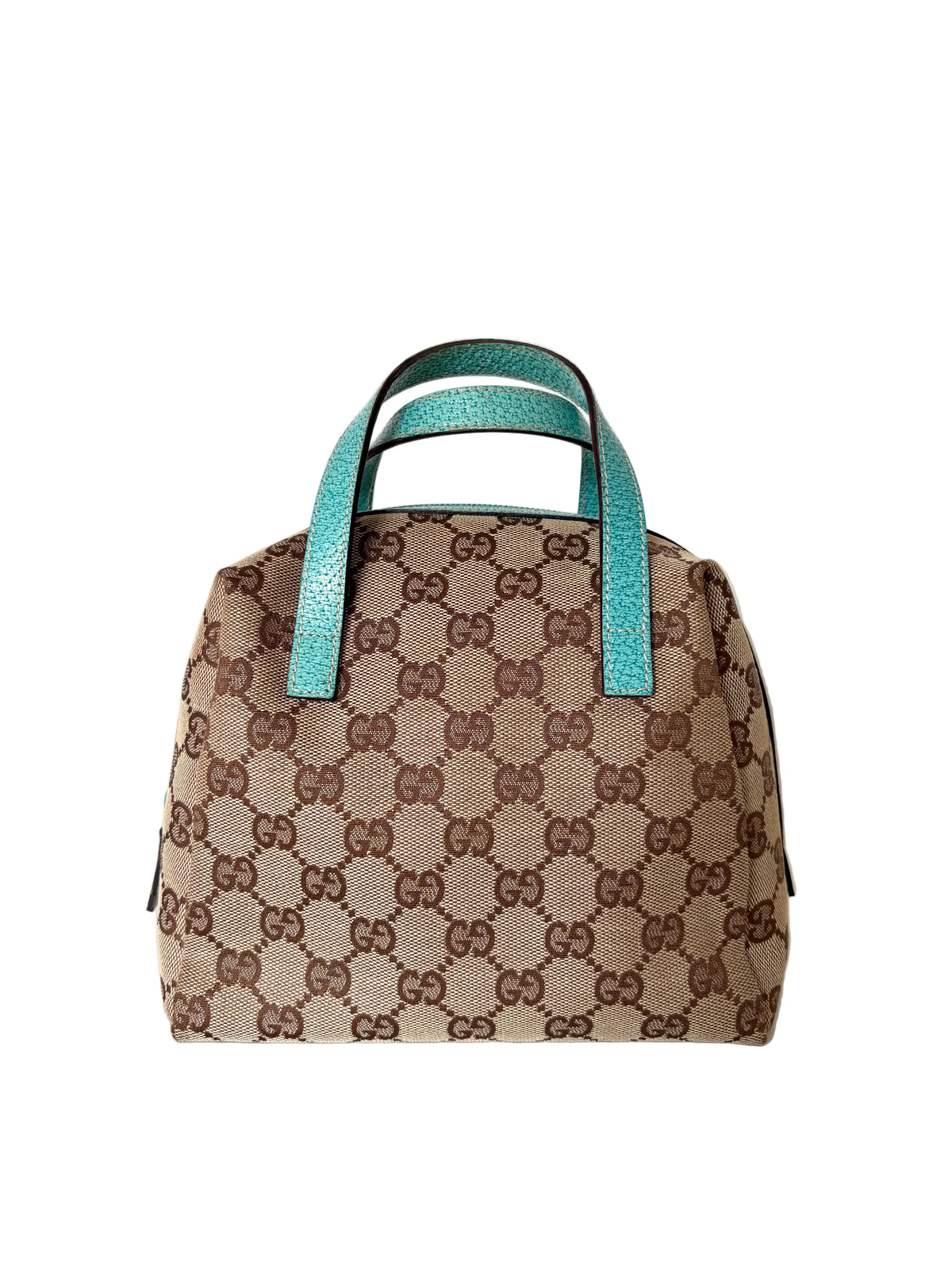 Pre-loved Gucci Balthus Top Handle Turquoise, voorzijde