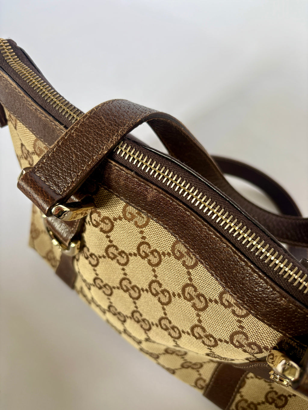 Gucci Abbey Monogram Tote mini beige GG canvas gouden rits