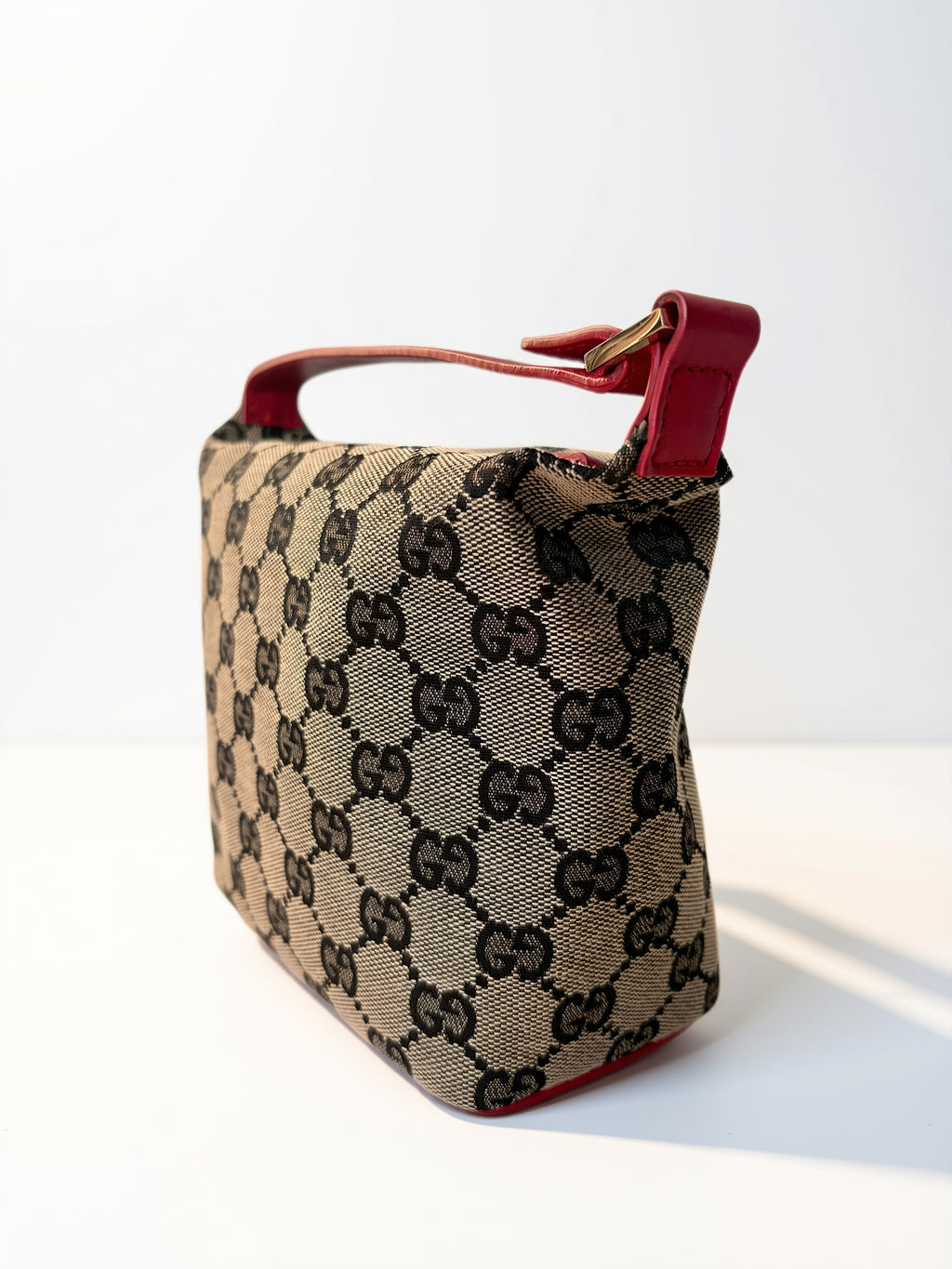 Vintage Gucci GG Canvas Mini Pochette. Zijaanzicht