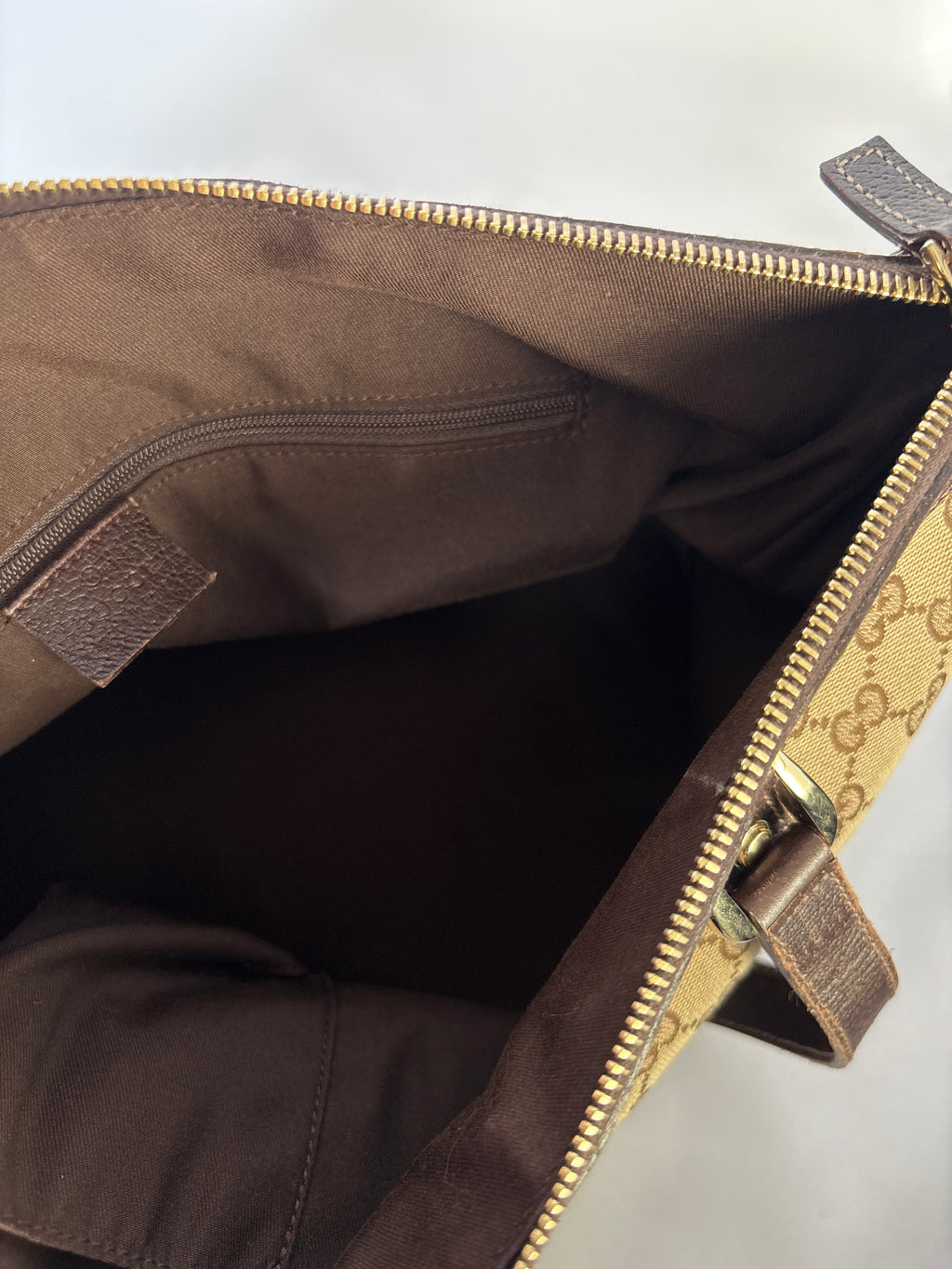 Gucci Abbey Monogram Tote beige GG canvas vintage binnenzijde schoon