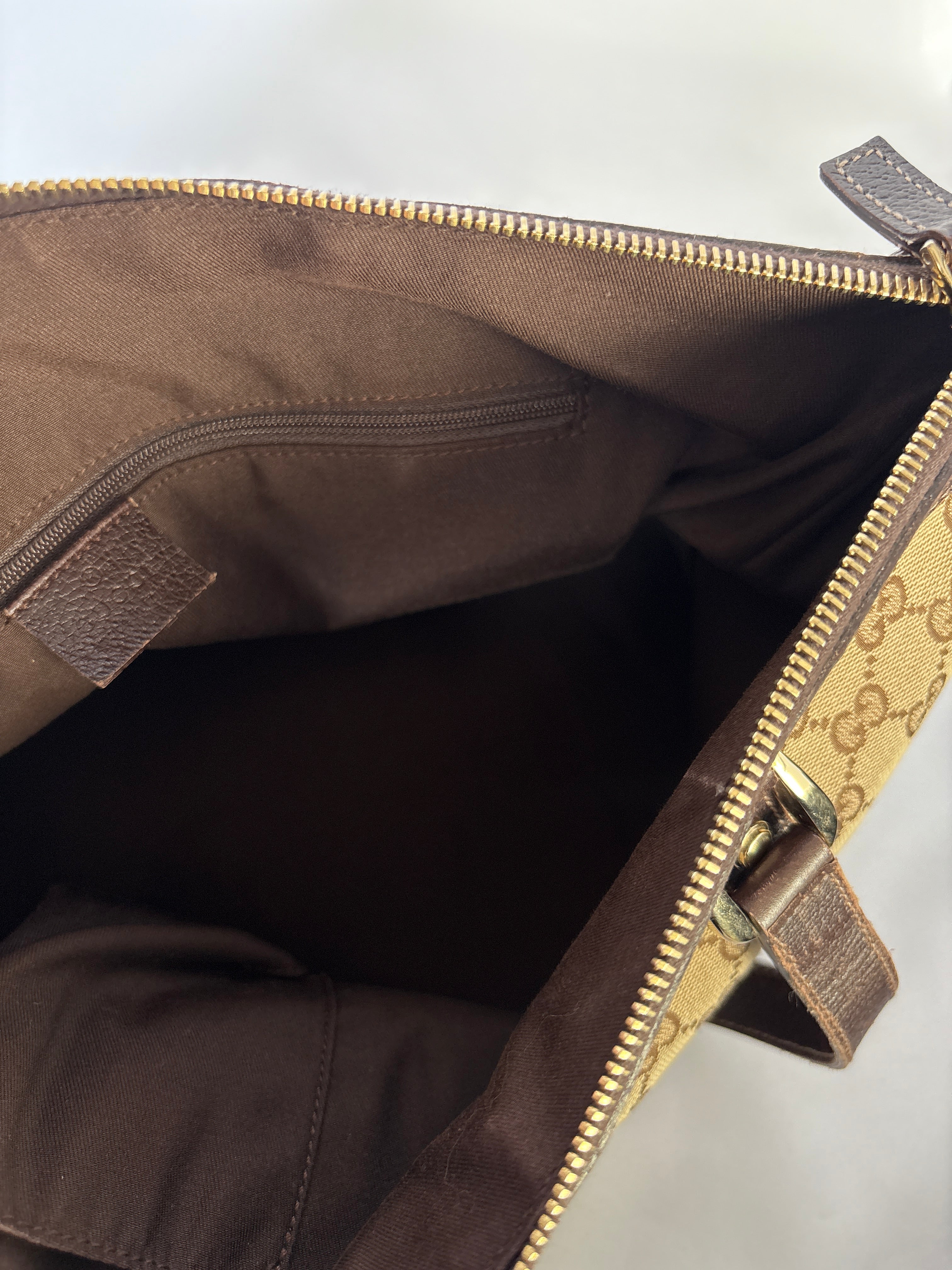 Gucci Abbey Monogram Tote beige GG canvas vintage binnenzijde schoon