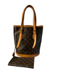 Vintage Louis Vuitton Petit Bucket PM voorzijde met clutch