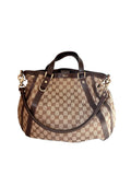 Pre-loved Gucci Abbey Convertible Hobo, Beige monogram canvas, voorzijde