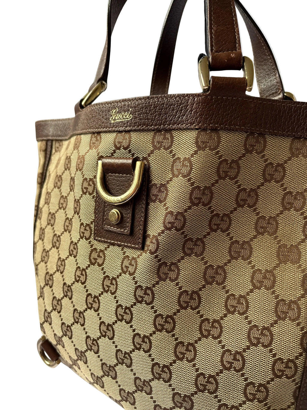 Pre-loved Gucci GG Monogram Abbey D-Ring beige canvas 