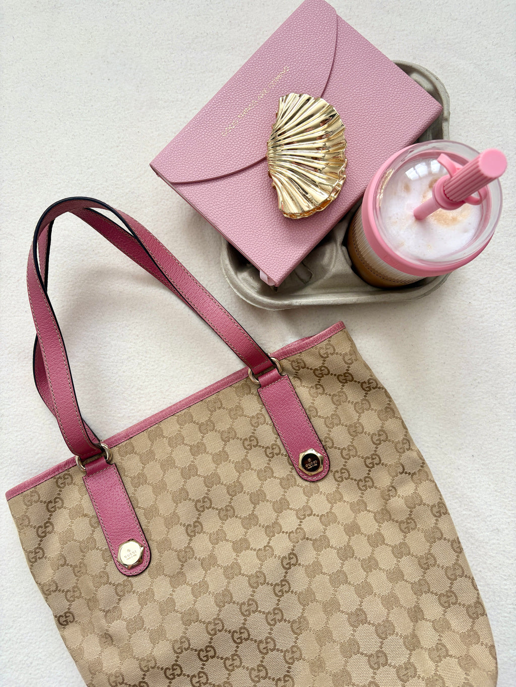 Gucci Monogram Canvas Tote Roze