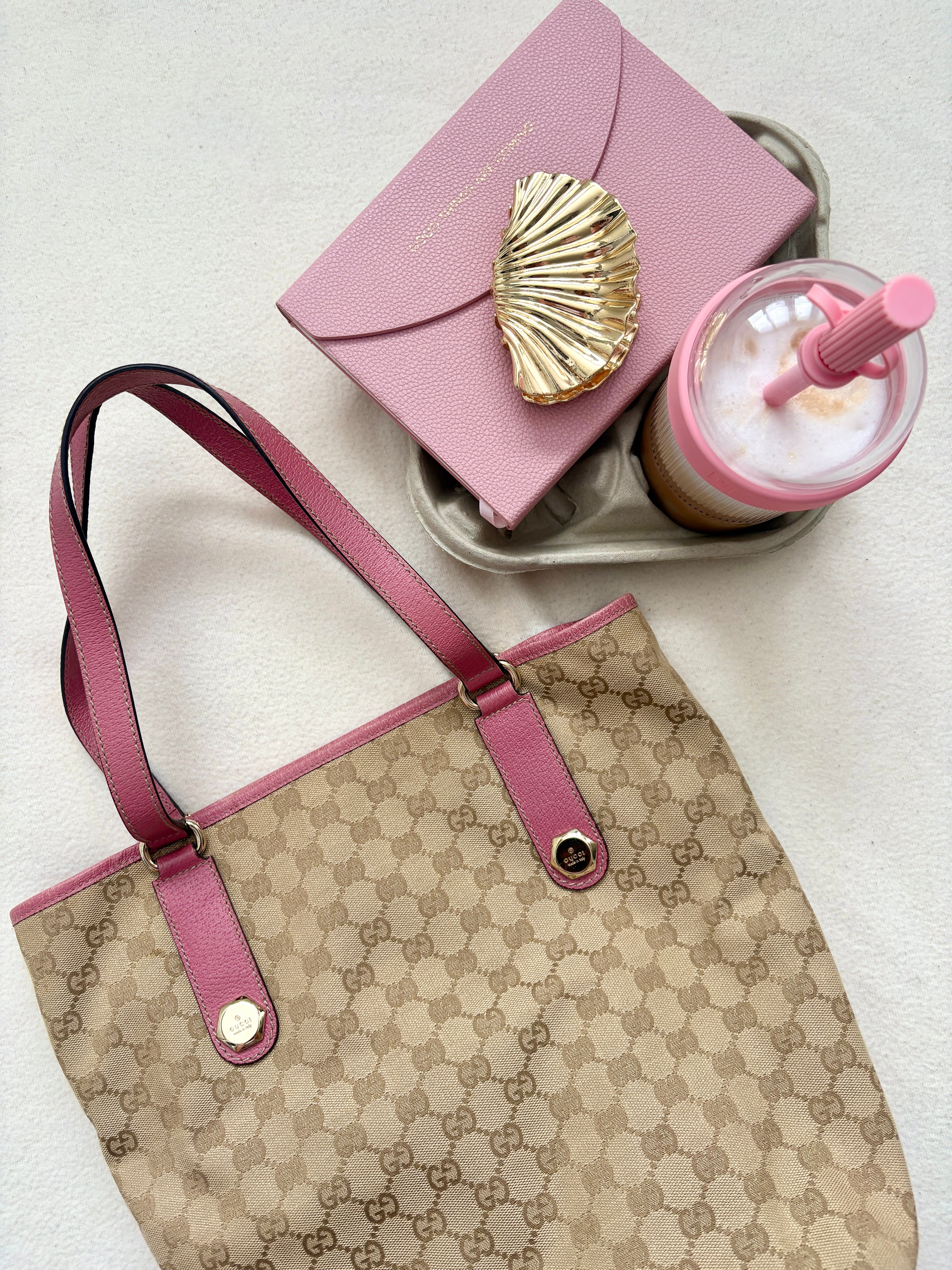 Gucci Monogram Canvas Tote Roze