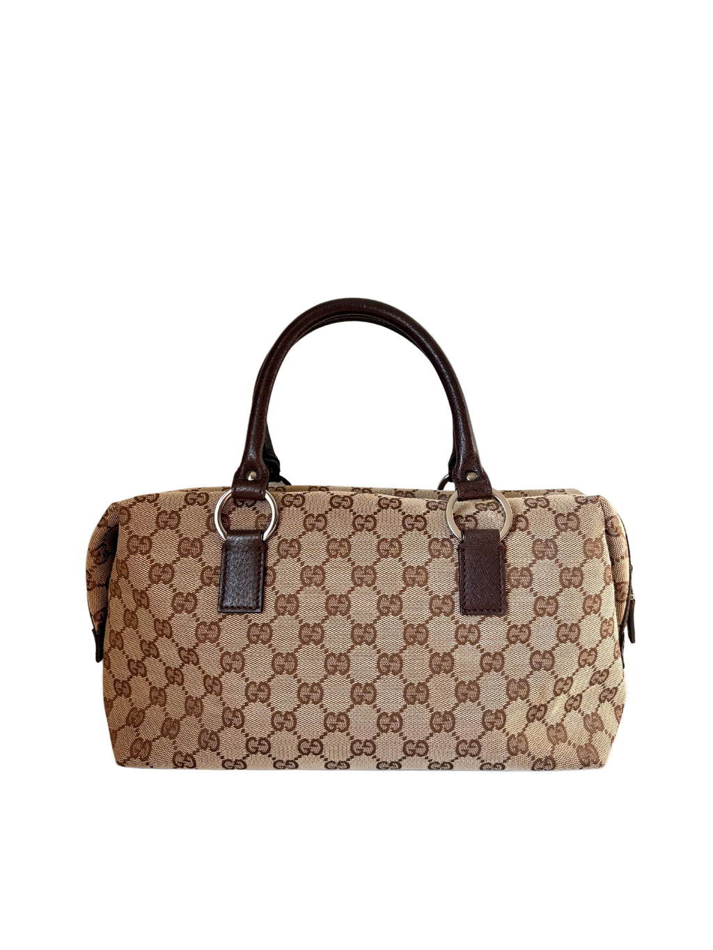 Pre-loved Gucci Monogram Boston Top Handle, beige canvas