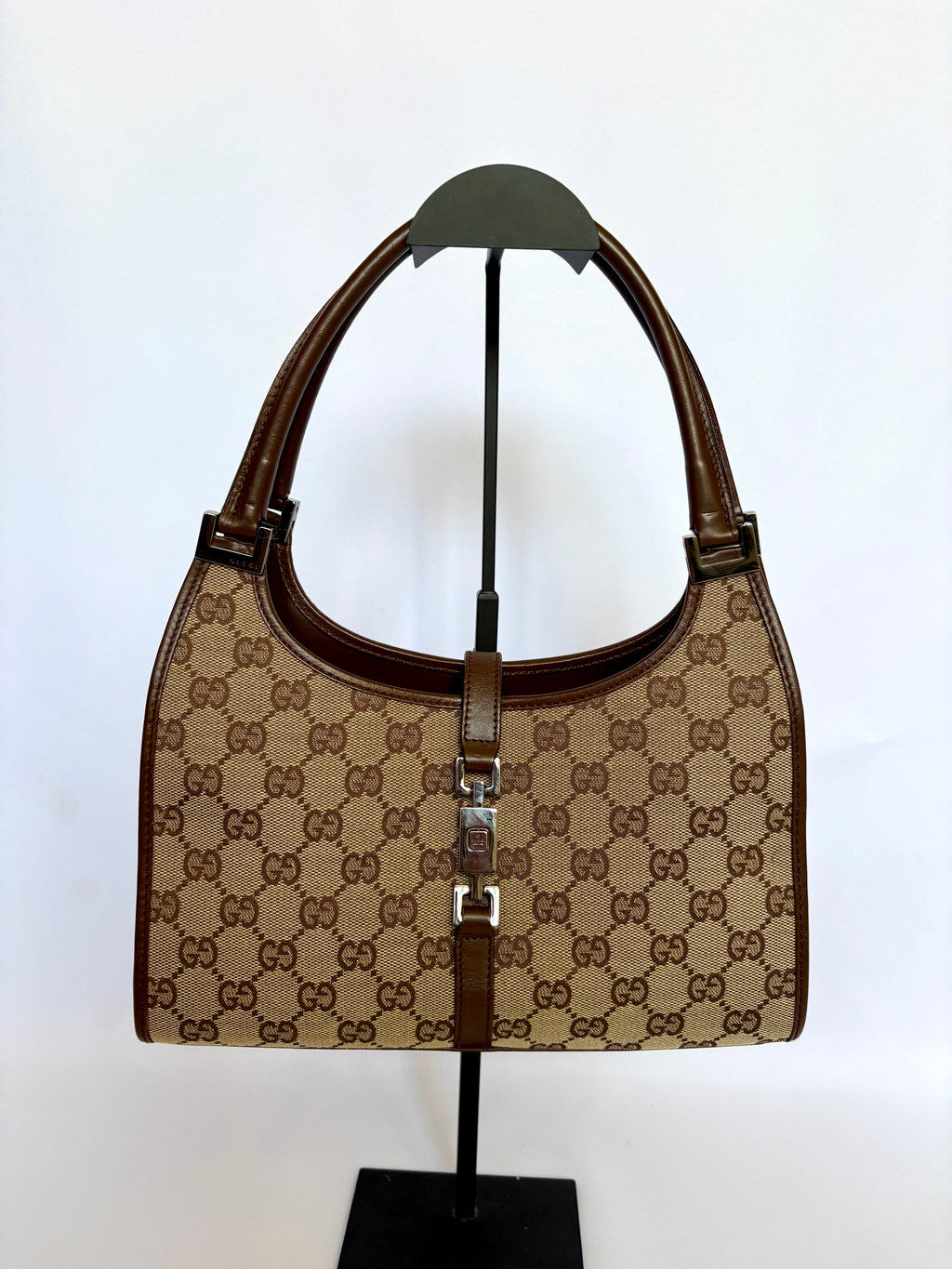 Gucci Jackie Bardot beige canvas handtas