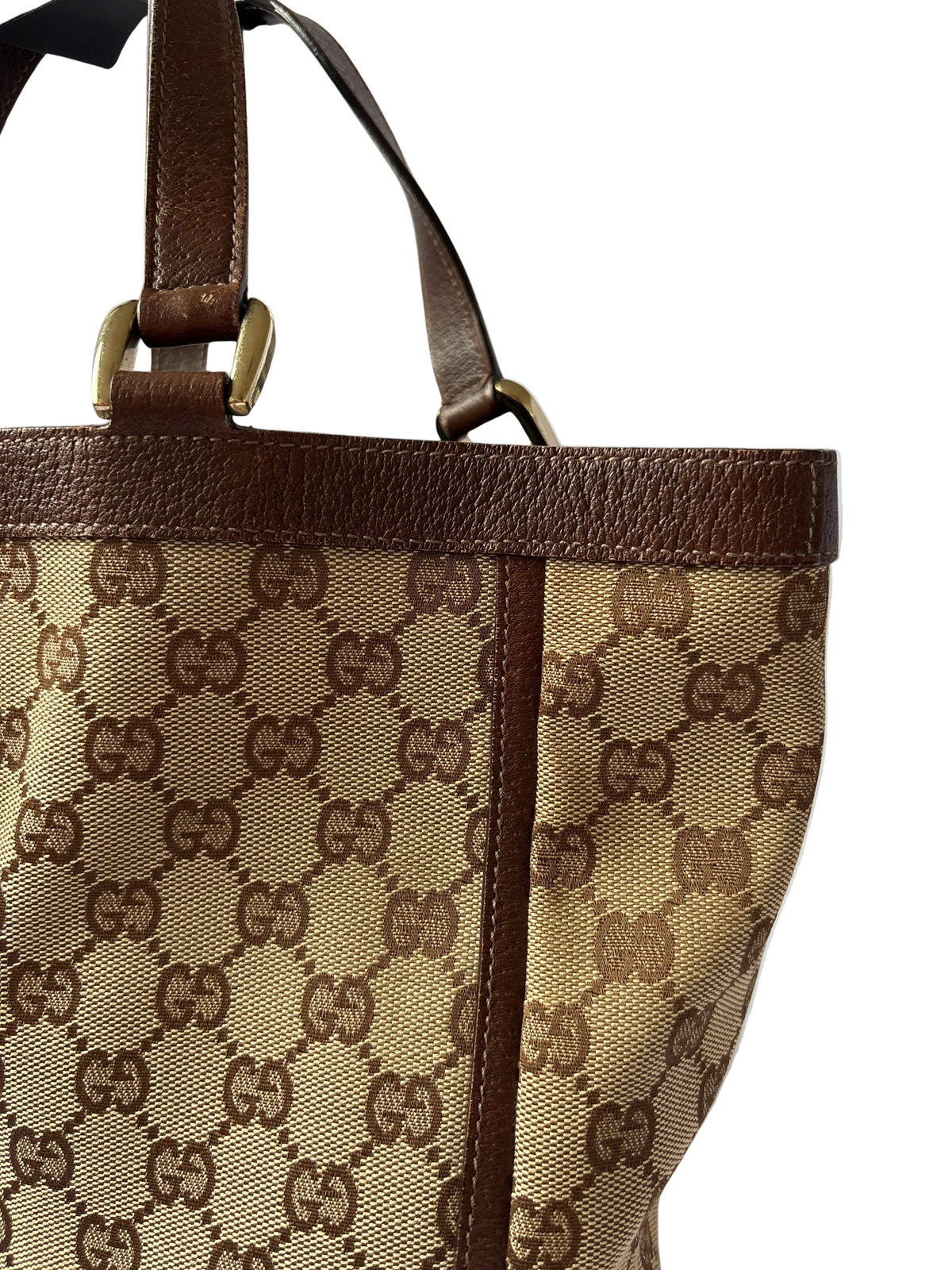Gucci GG Monogram Abbey D-Ring Vintage donkerbruin leder 