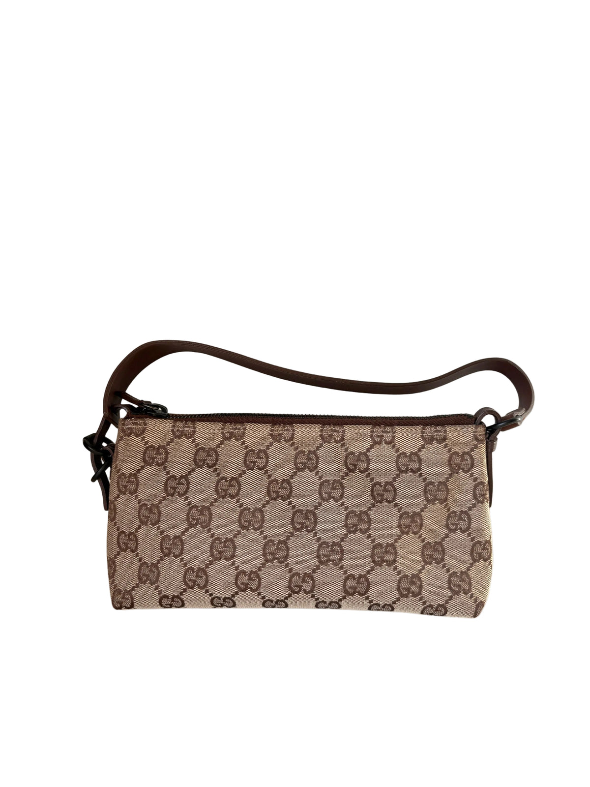 Pre-loved Gucci GG Monogram Canvas Pochette, voorzijde