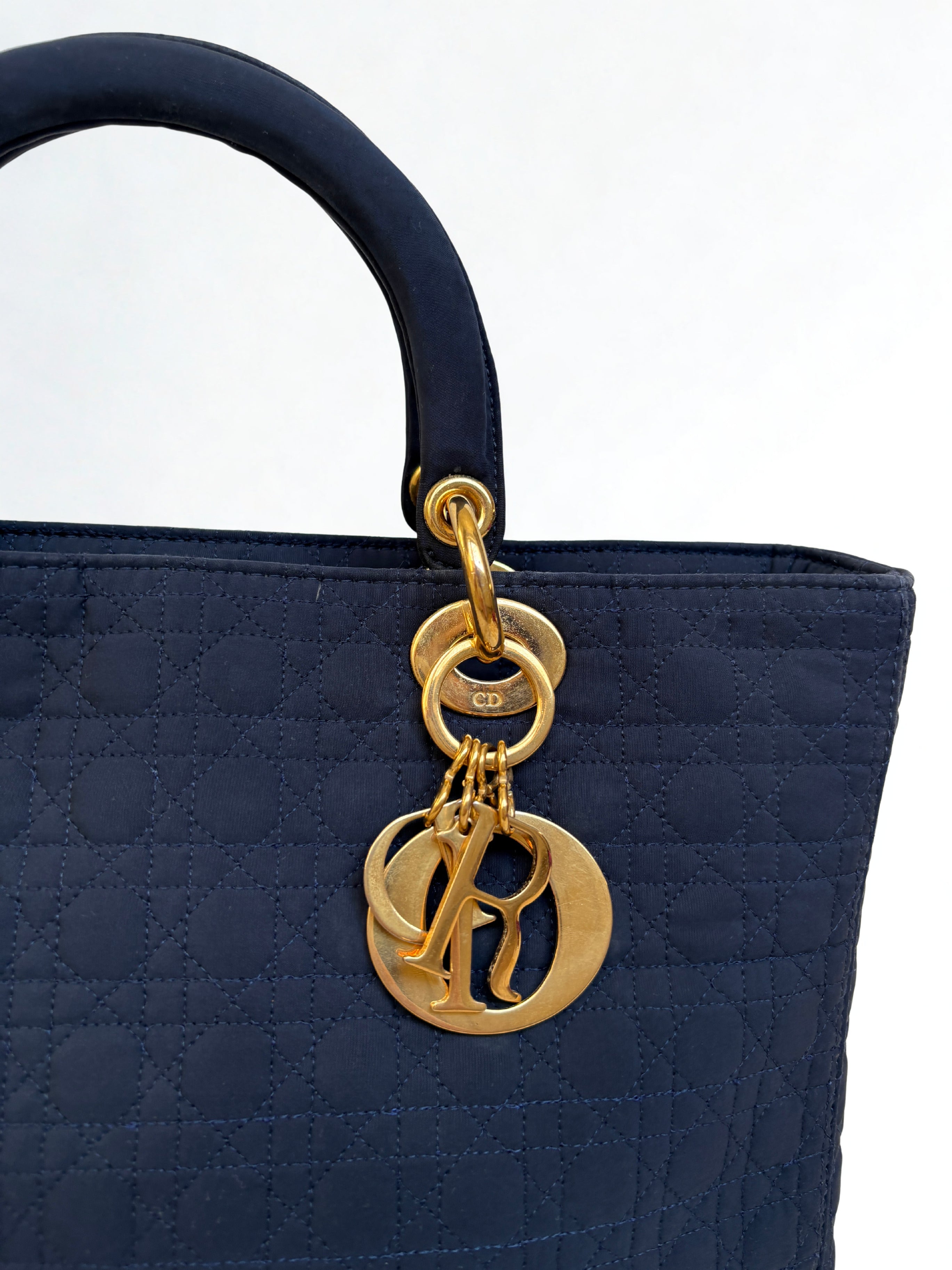 Lady Dior Medium Navy Nylon