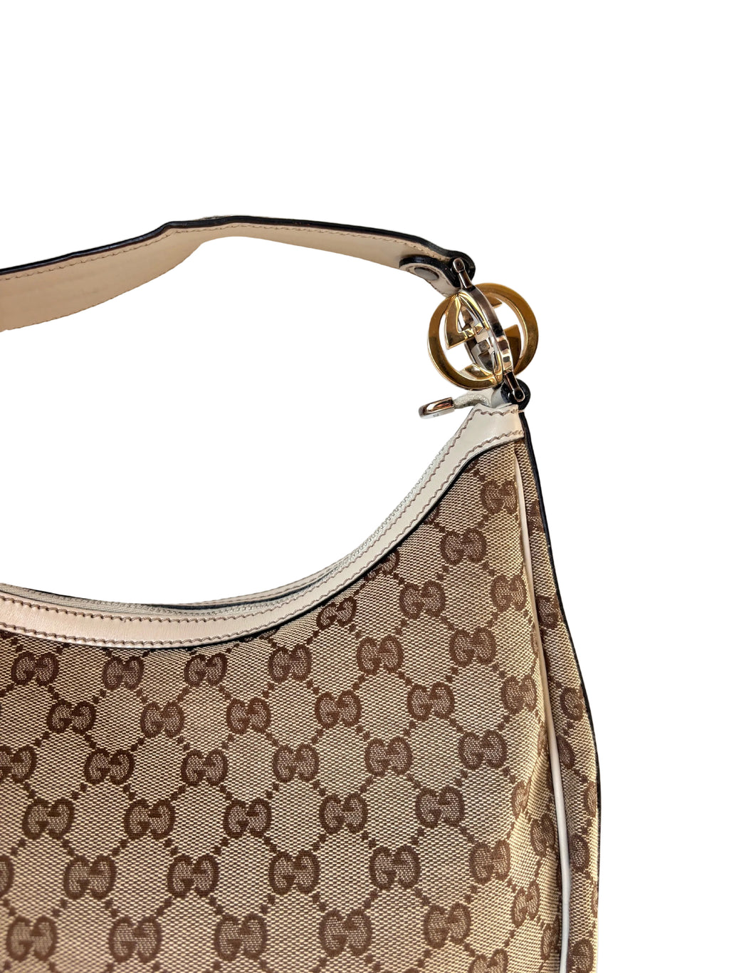 Pre-loved Gucci GG Monogram Canvas Twins Hobo, gouden zilveren hardware