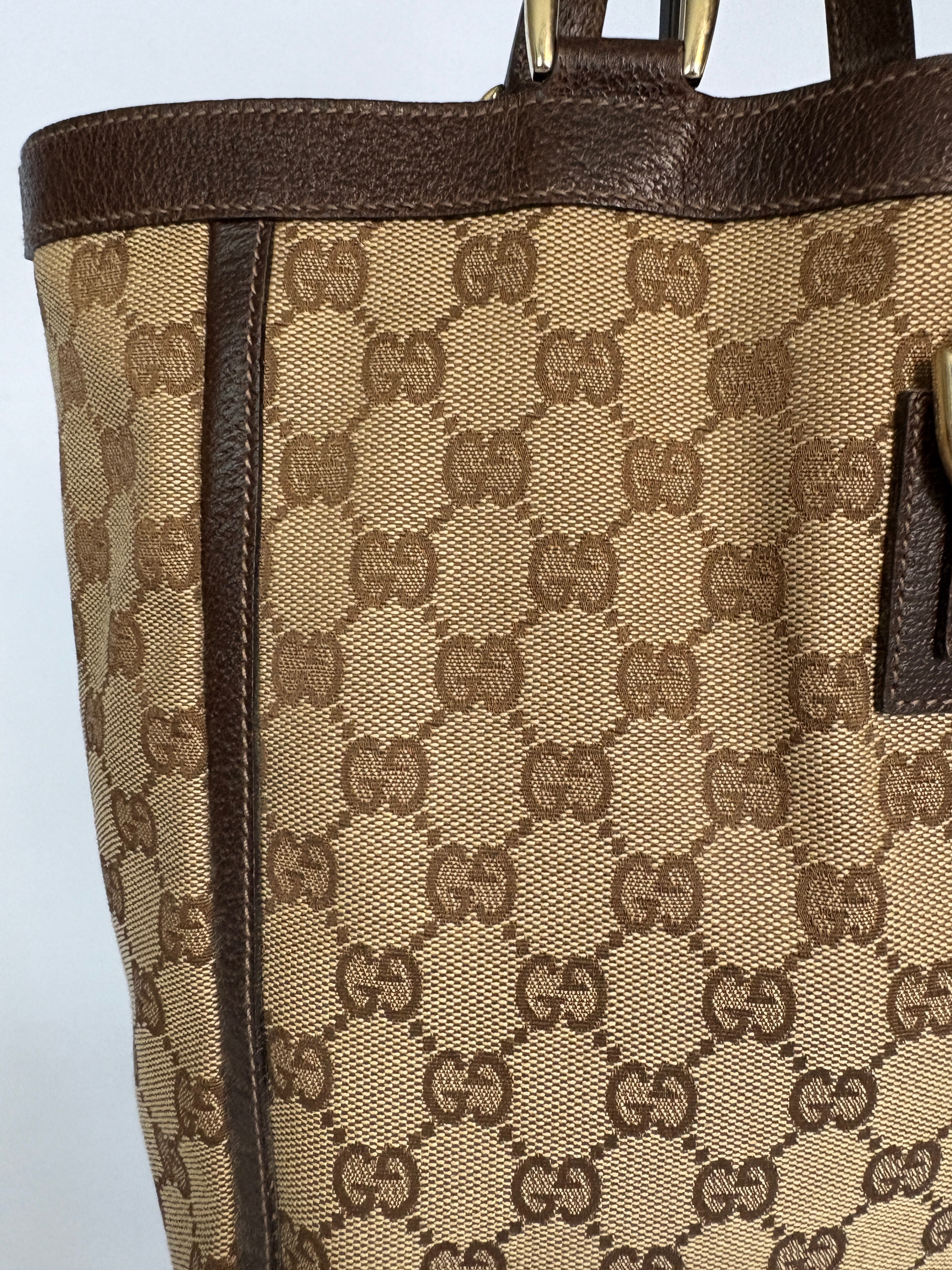 Gucci Abbey D ring Monogram Canvas beige