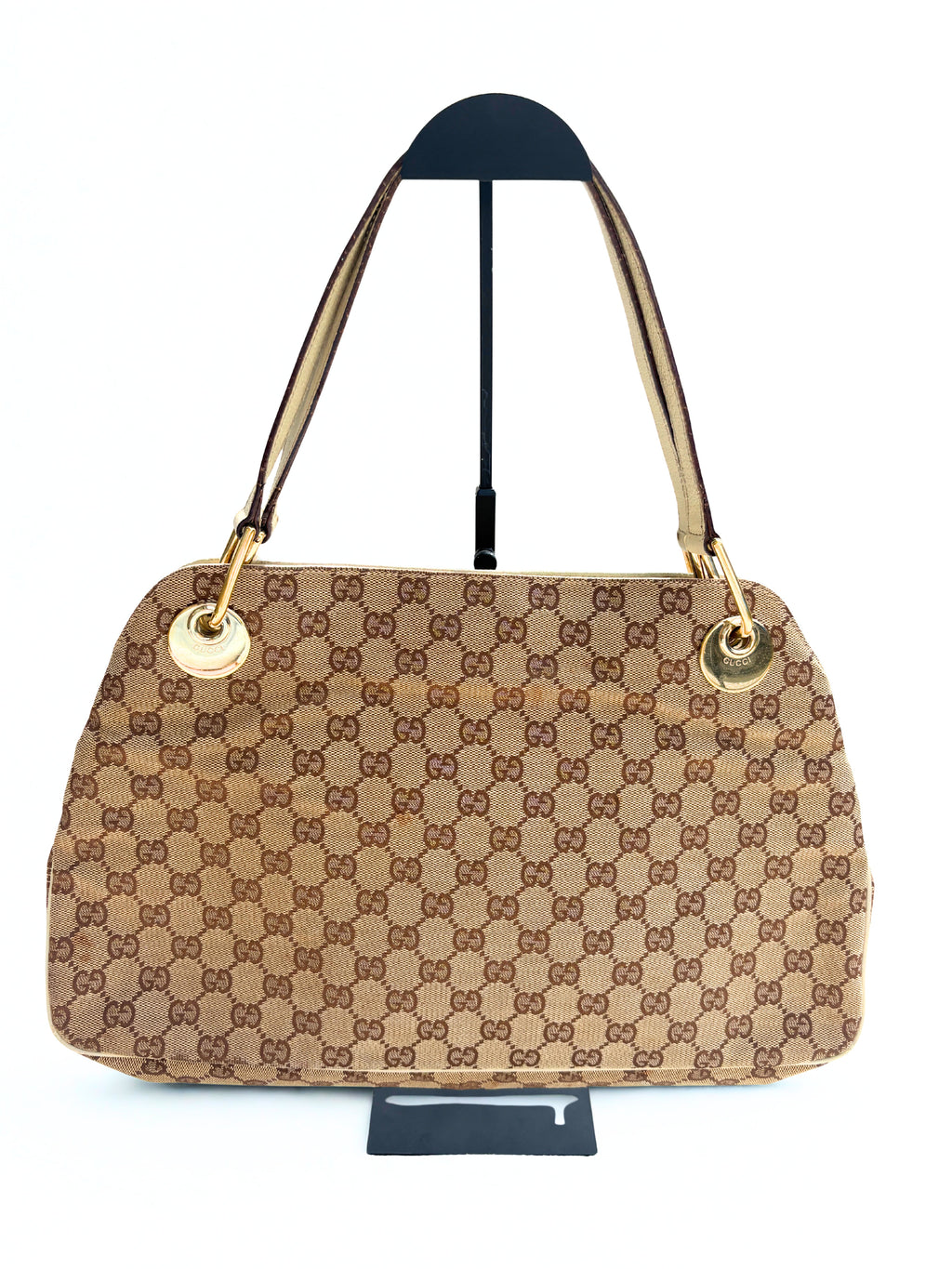 Vintage Gucci Monogram Eclipse tote bag, achterzijde, GG canvas. Tas voor dagelijks gebruik, werktas.