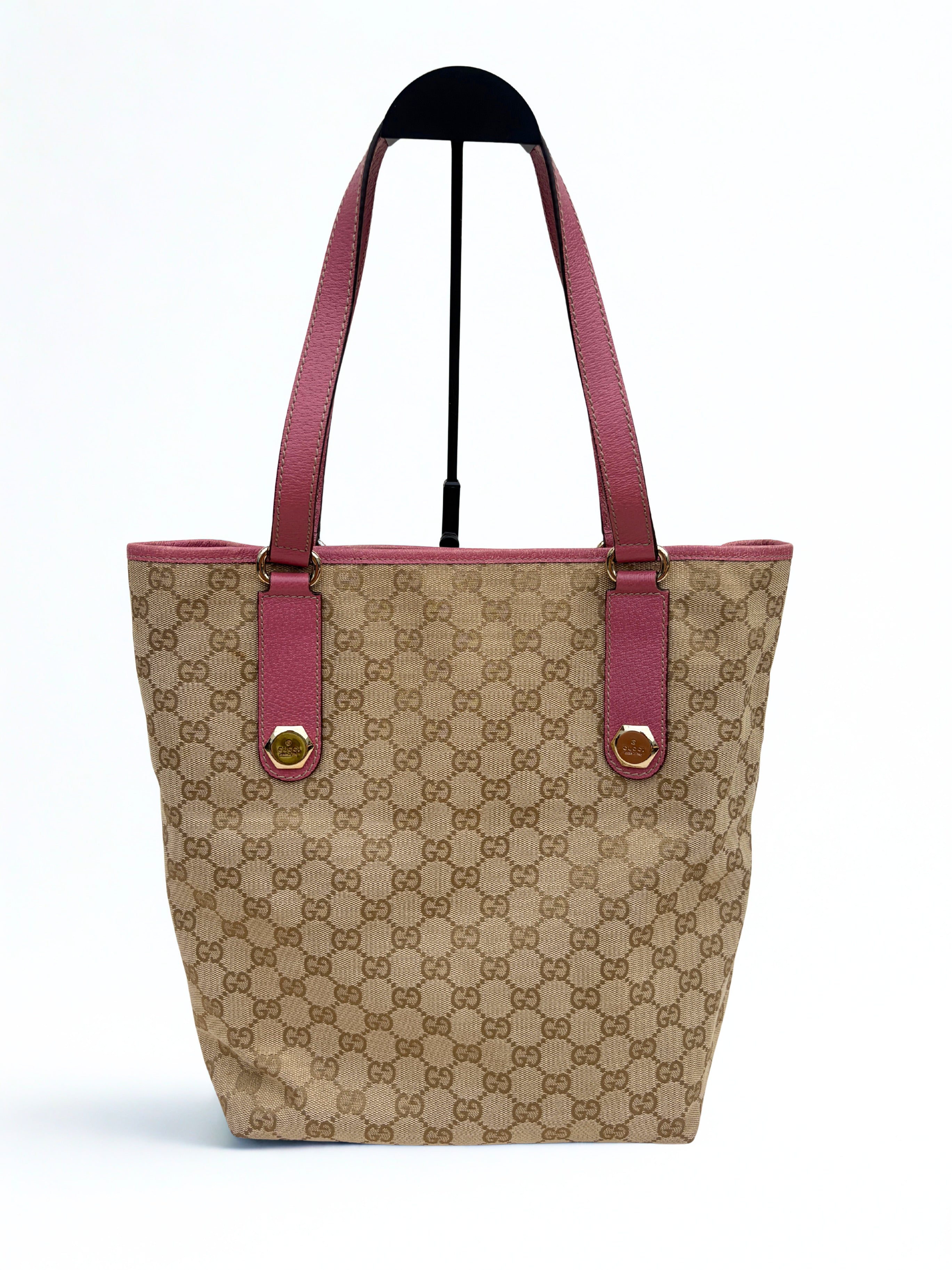 Vintage Gucci GG Monogram Canvas Tote, detail productfoto Trésor de Lou
