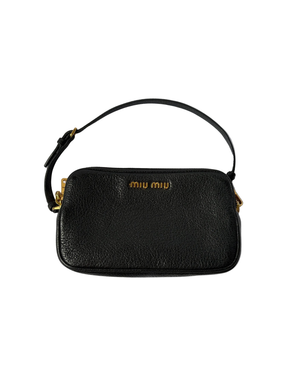 Pre-loved Miu Madras Goatskin Double Zip Pochette voorzijde