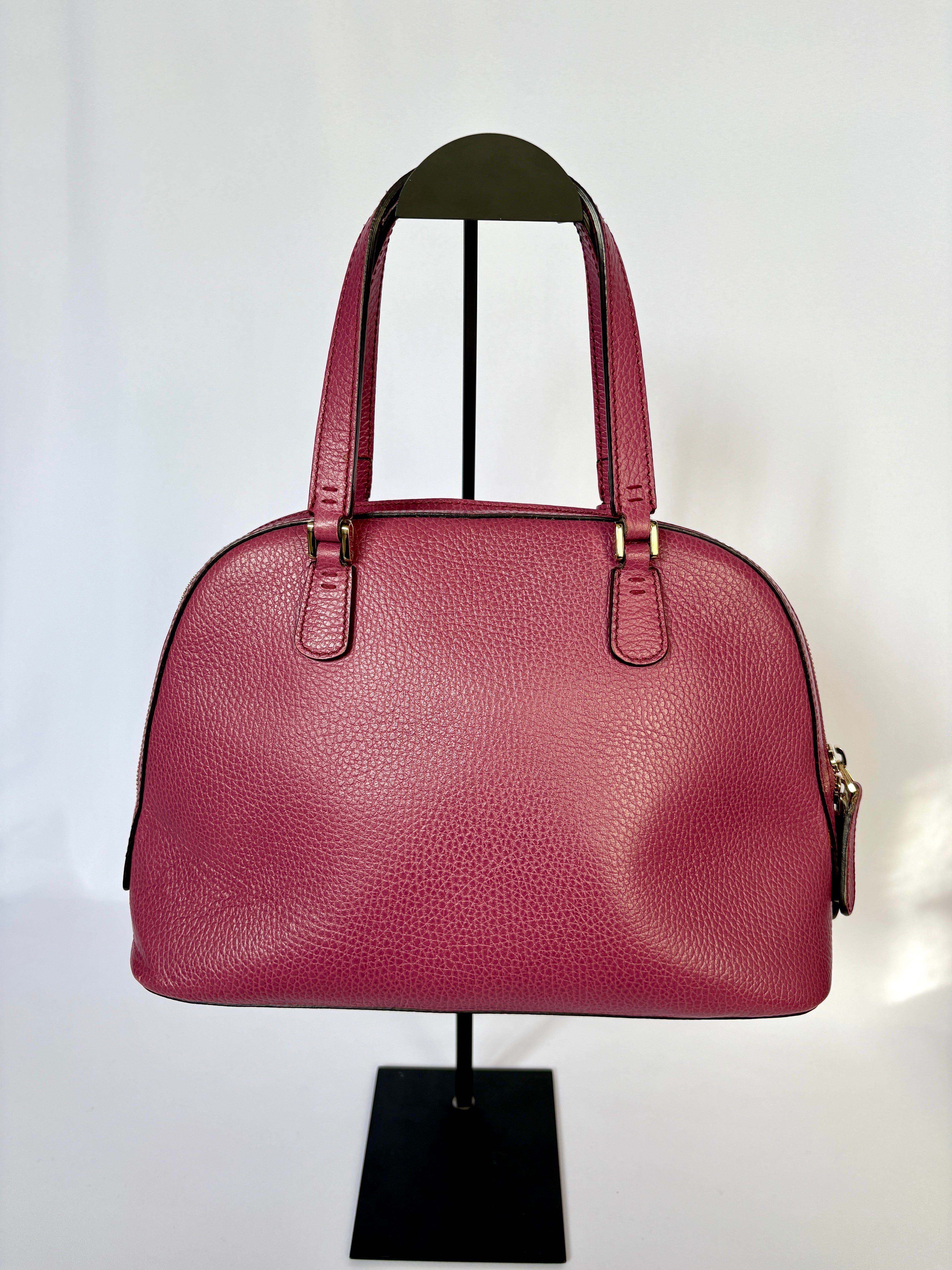 Gucci Lady Dollar Dome tas roze leer vintage designer achterzijde