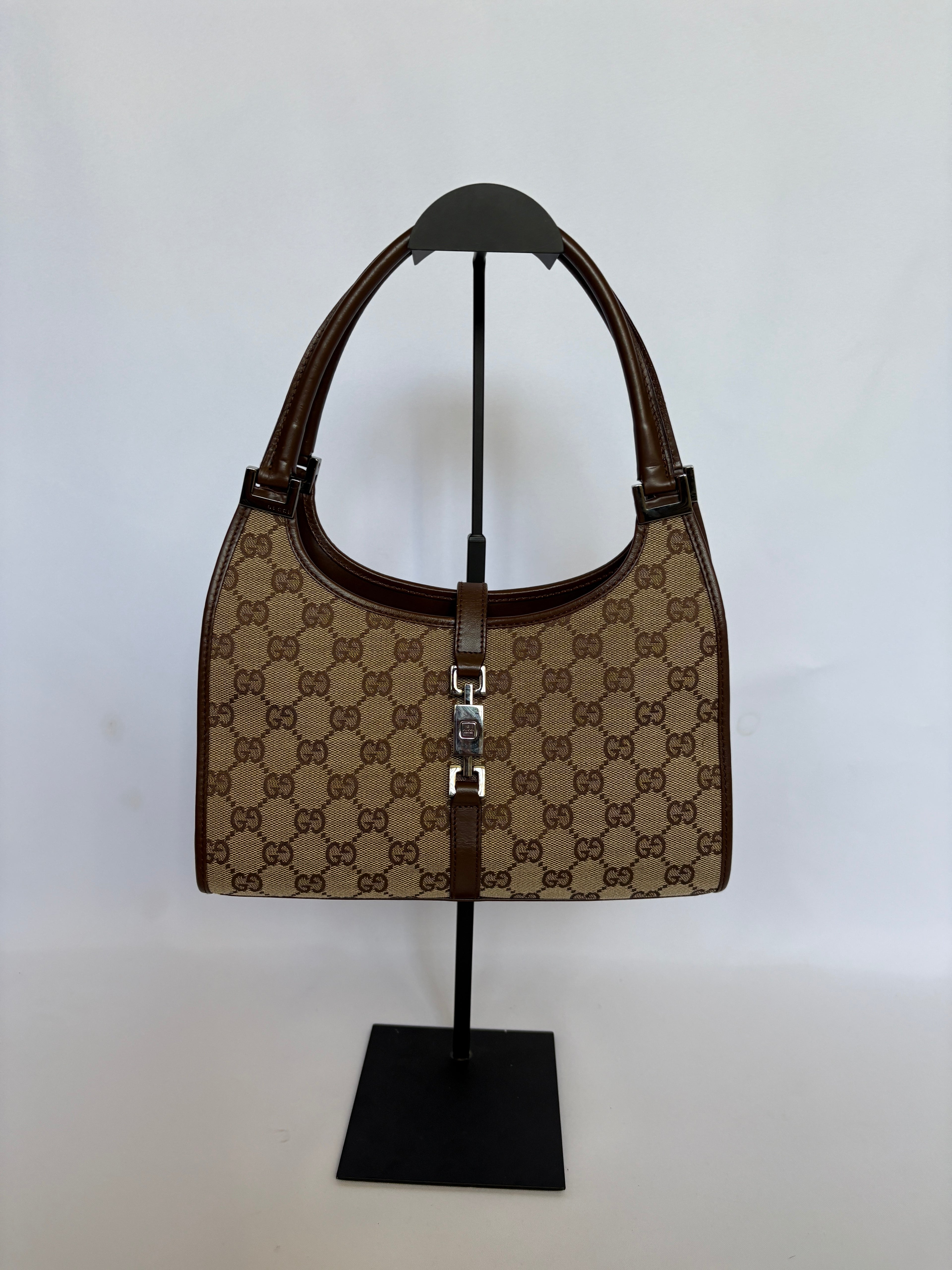 Gucci Jackie Bardot beige canvas handtas