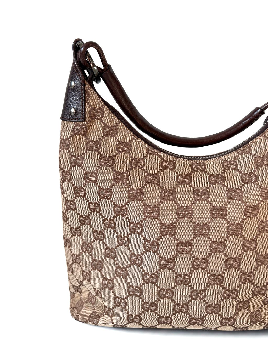 Vintage Gucci GG Monogram Lock Hobo, zijkant