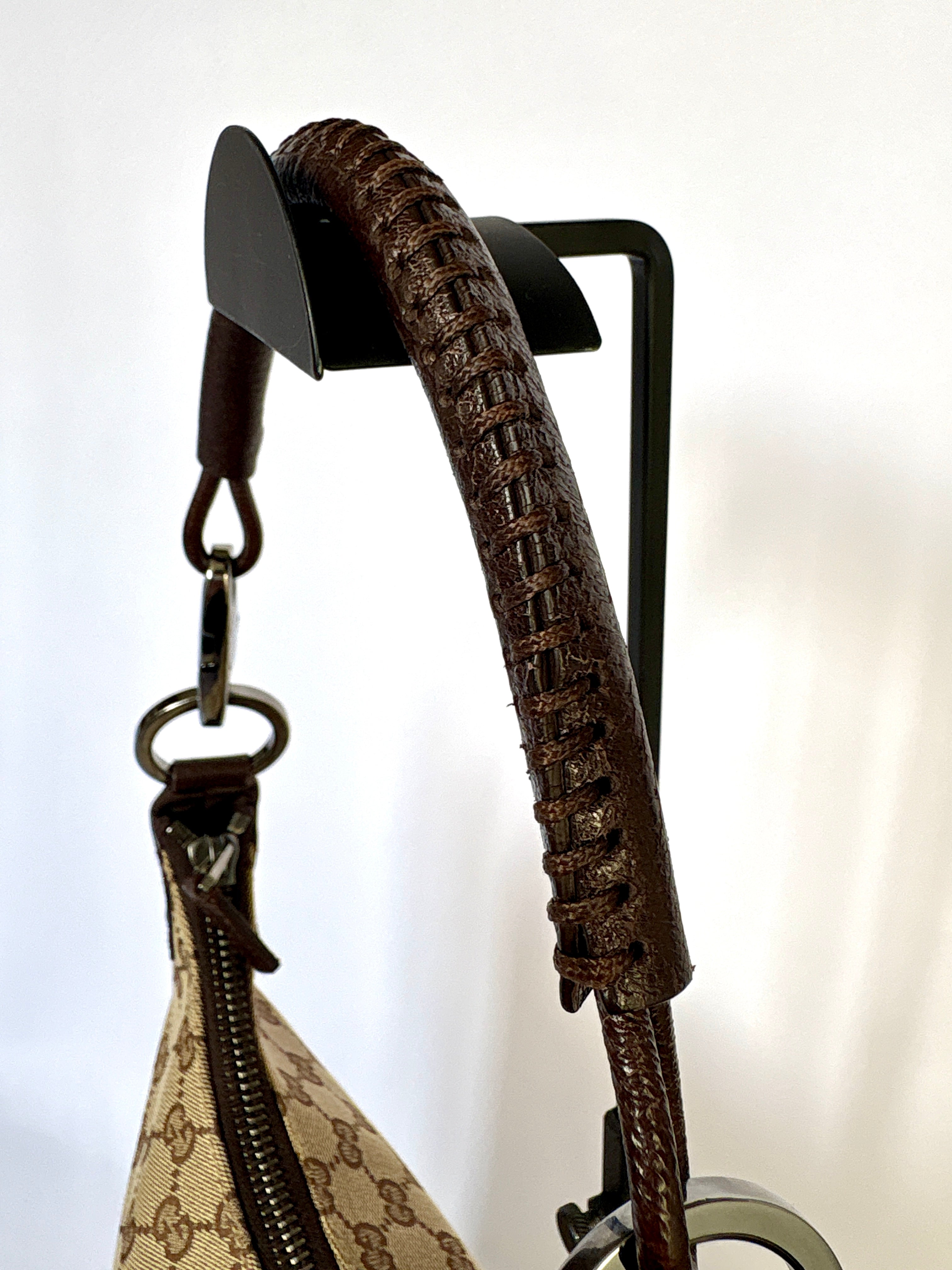 Gucci Monogram Canvas Lock tas beige GG bruin lederen handvat