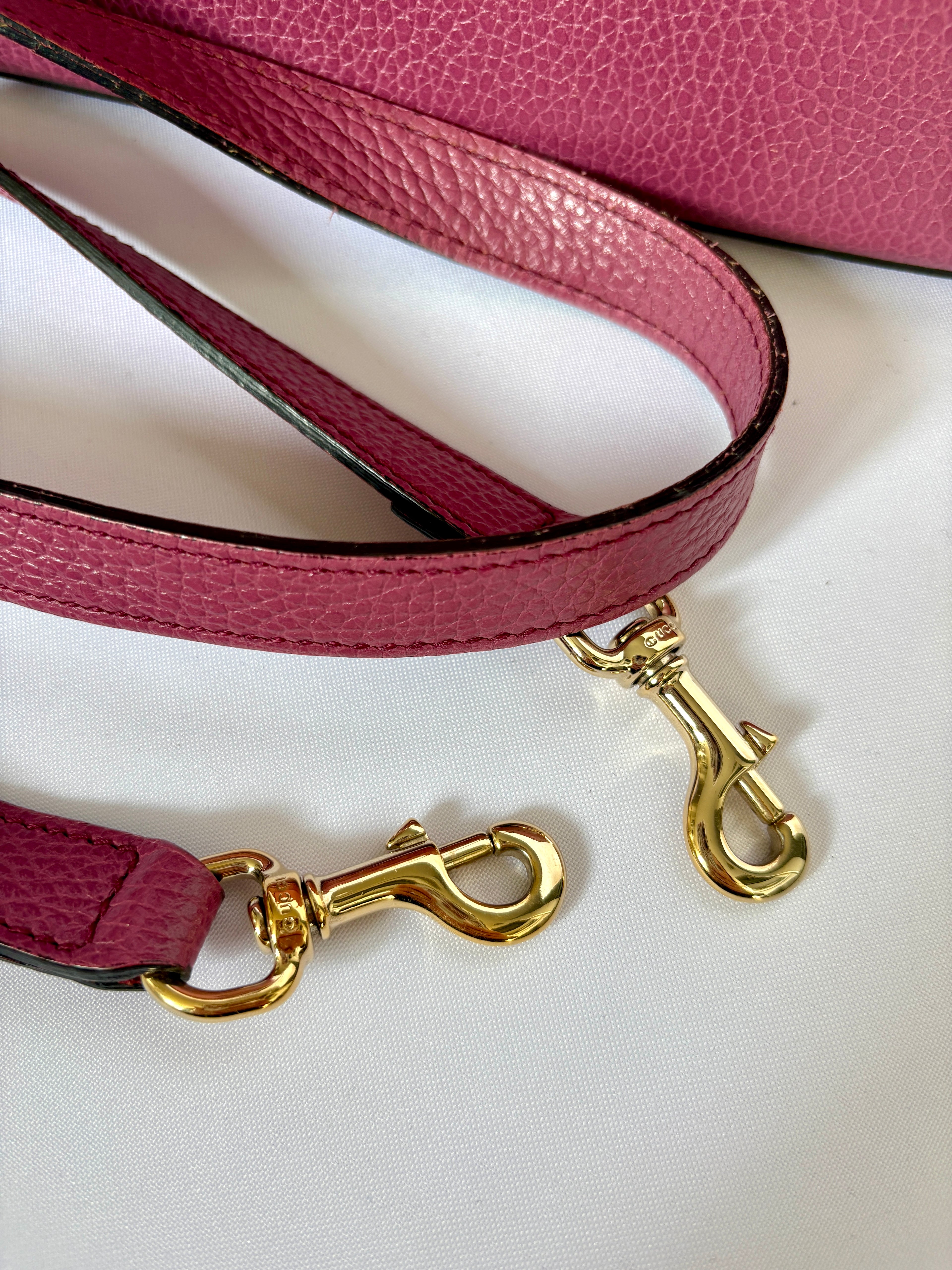 Gucci Lady Dollar Dome tas roze leer vintage designer gouden hardware