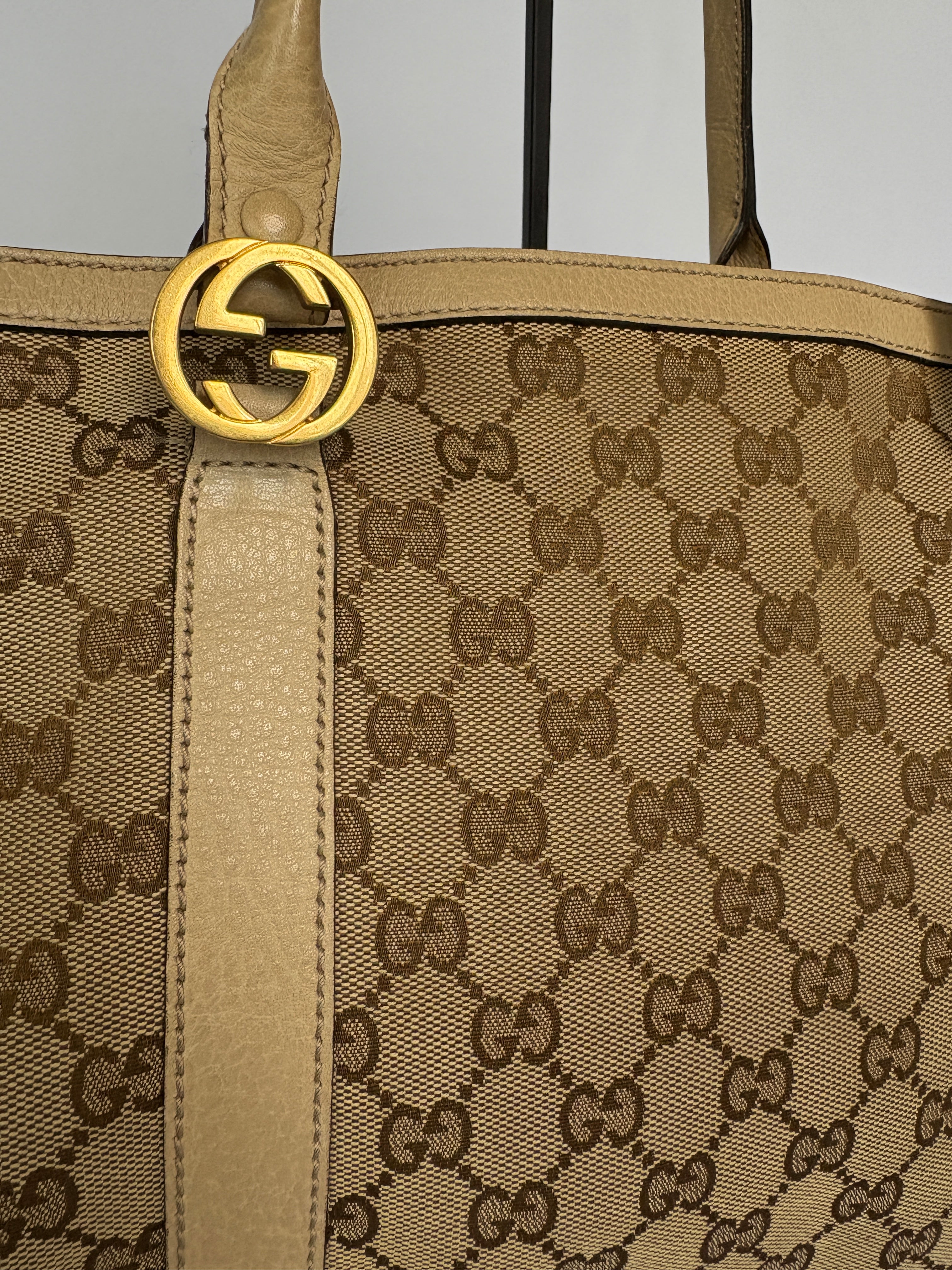  Gucci Canvas Miss GG Tote Monogram beige