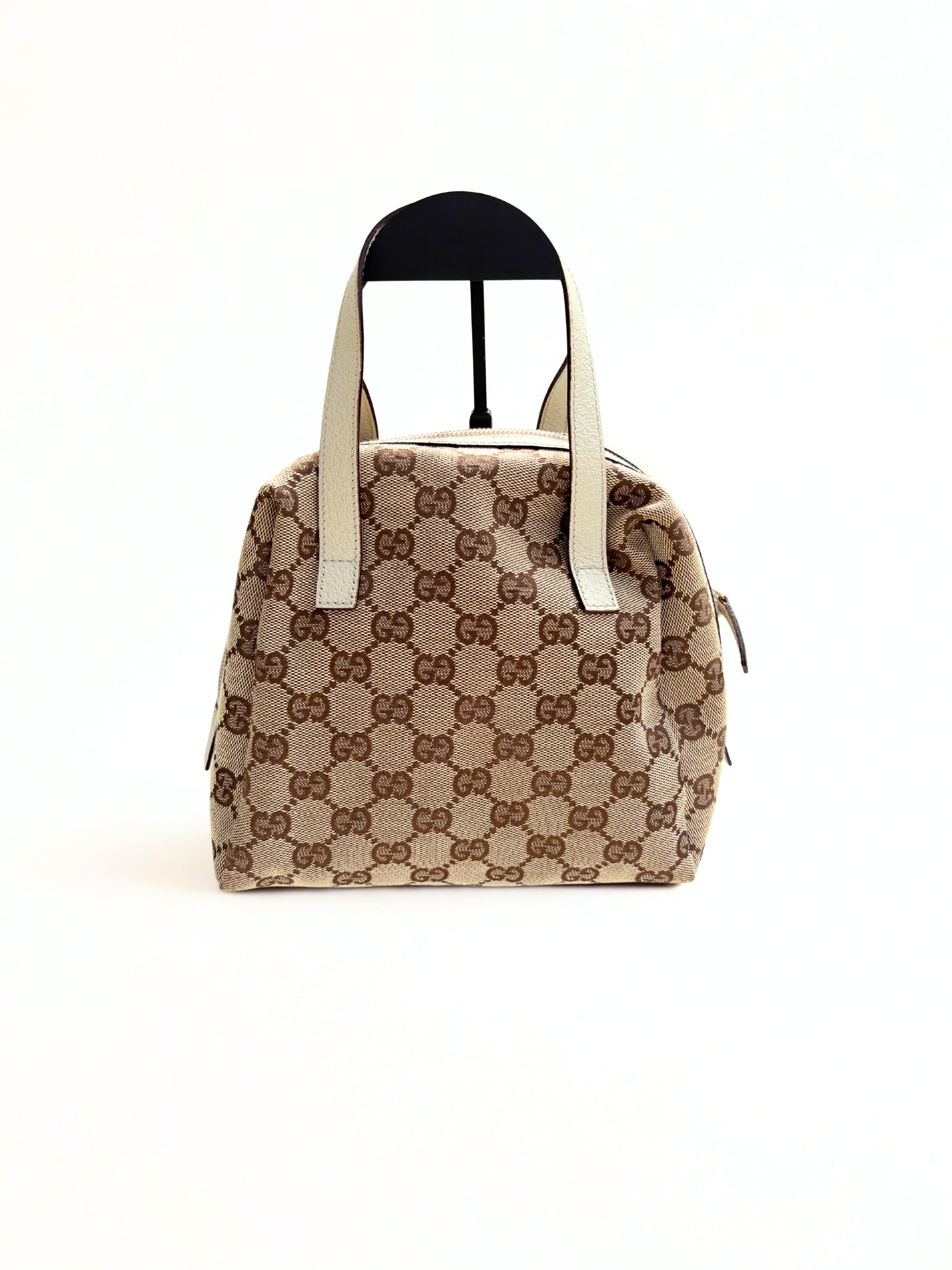 Vintage Gucci Monogram Canvas Balthus tas beige vooraanzicht