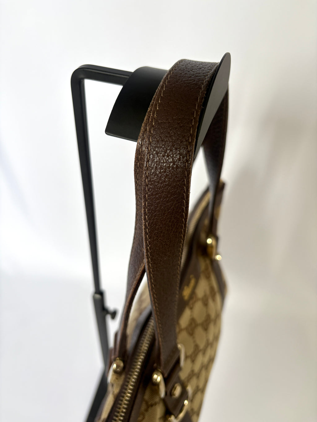 Gucci Abbey Monogram Tote mini beige GG canvas bruine handgrepen